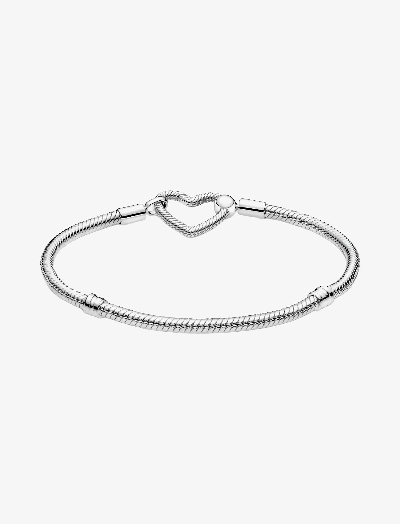 Pandora - Snake chain sterling silver bracelet with heart clasp - no color - 2