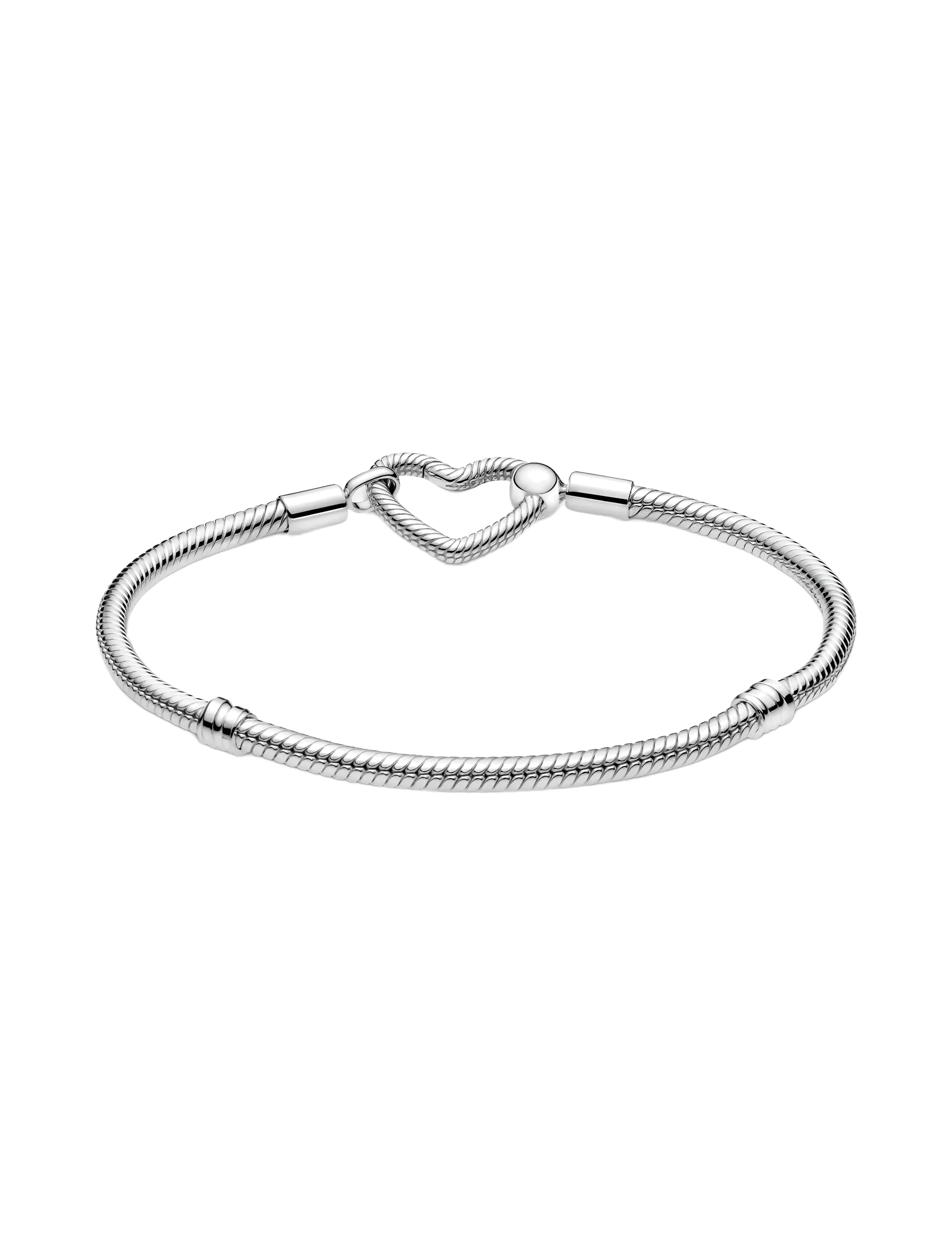 Pandora - Heart Closure Snake Chain Bracelet - chain bracelets - no color - 2
