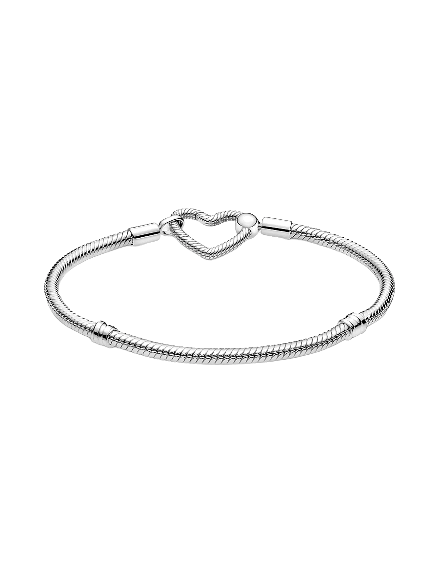 Pandora - Heart Closure Snake Chain Bracelet - kedjearmband - no color - 2