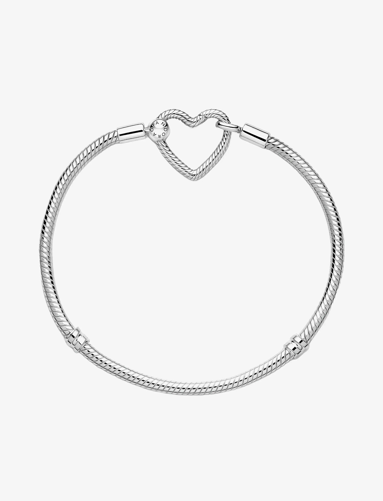 Pandora - Snake chain sterling silver bracelet with heart clasp - no color - 3