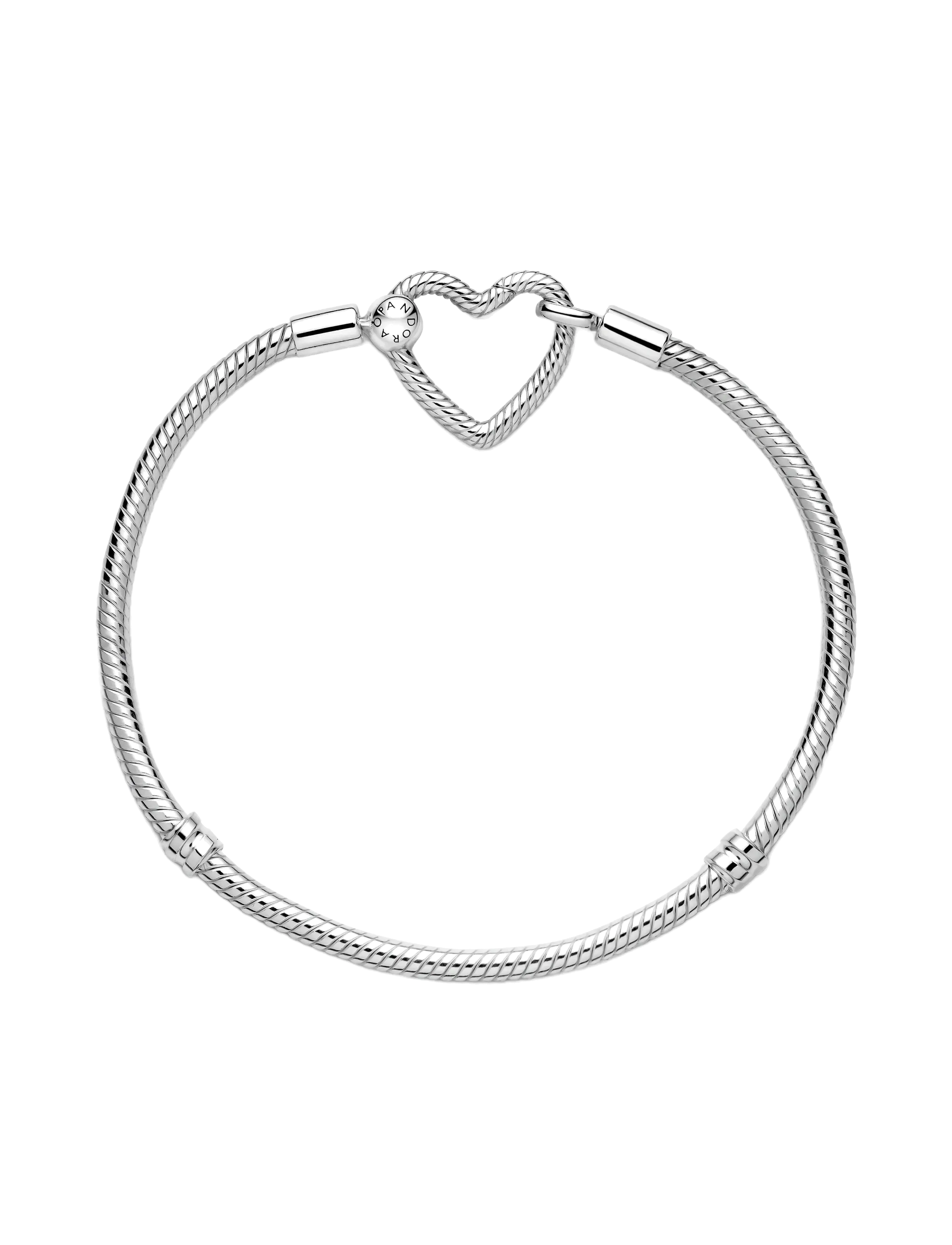 Pandora - Heart Closure Snake Chain Bracelet - chain bracelets - no color - 3
