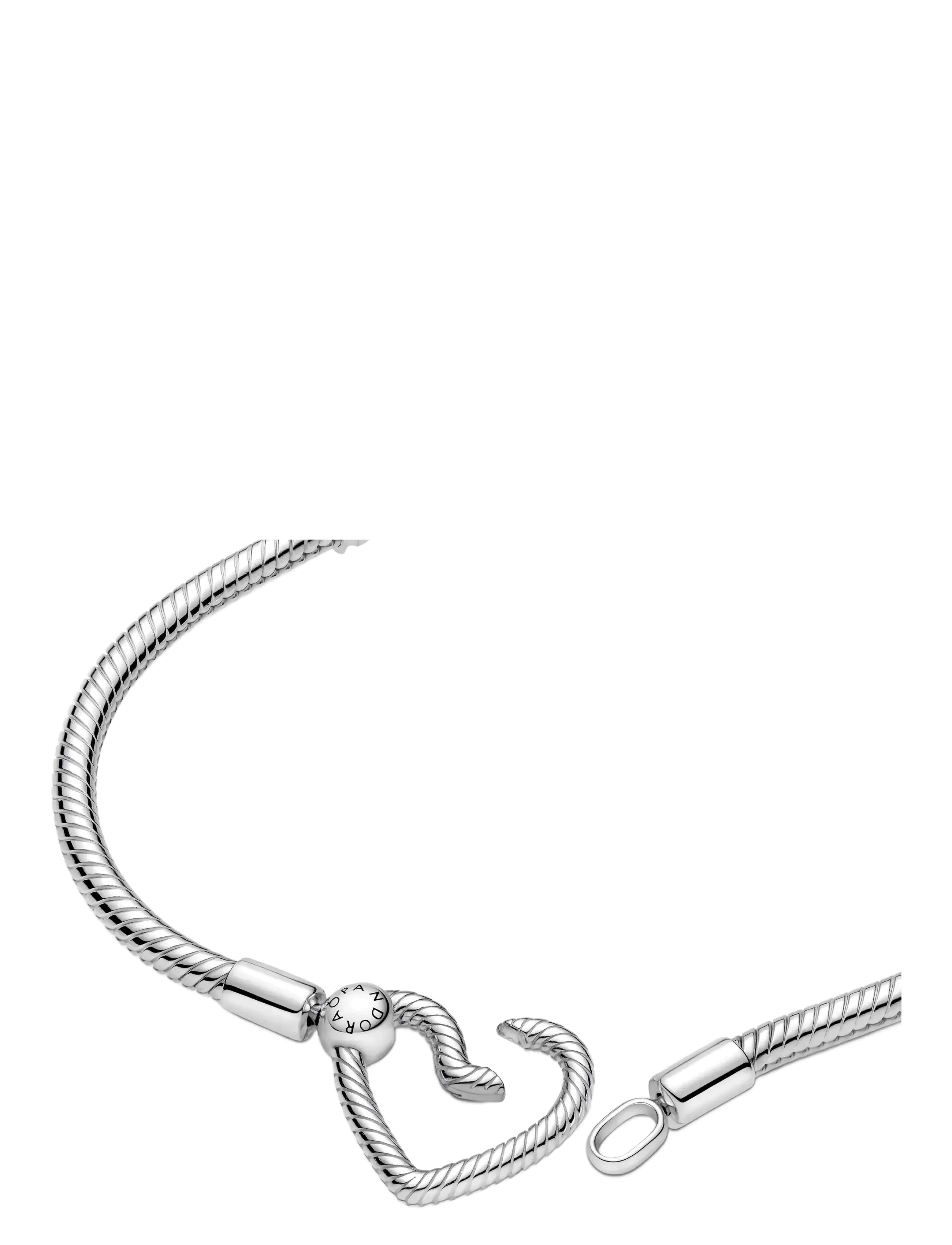 PANDORA Snake Chain Sterling Silver Bracelet With Heart Clasp armband dam – bild 4