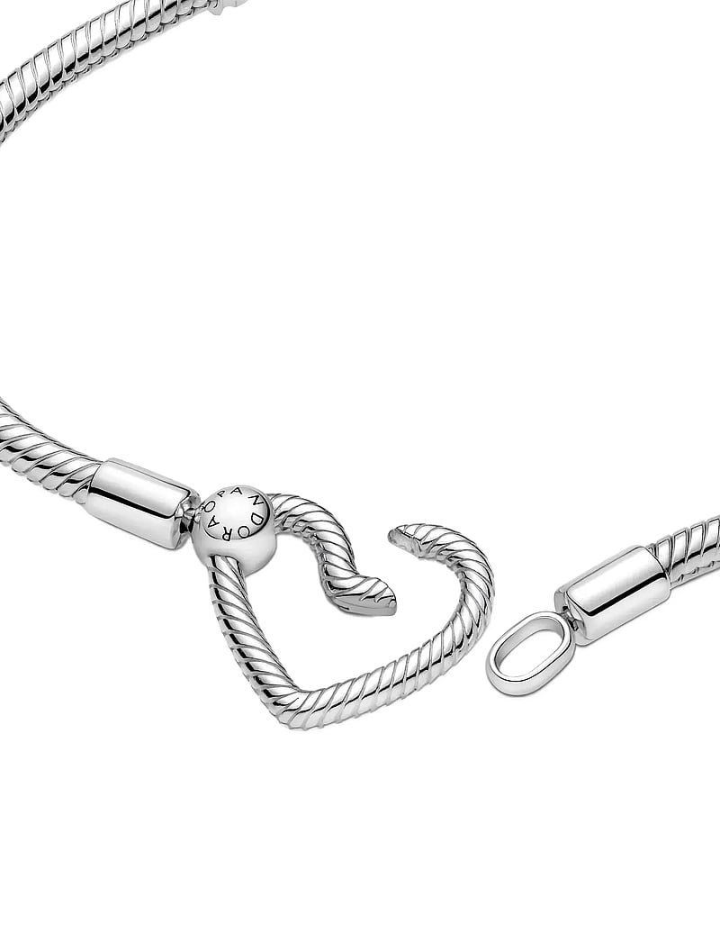 Pandora - Snake chain sterling silver bracelet with heart clasp - kedjearmband - no color - 4