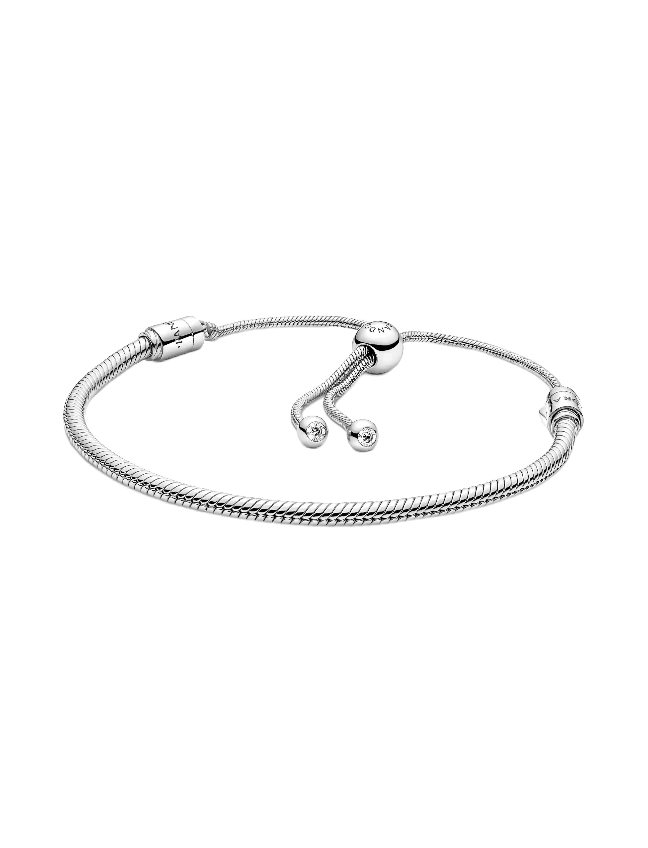 Pandora Moments Snake Chain Slider Bracelet, 28 cm, Bracelets, Silber - Frauen