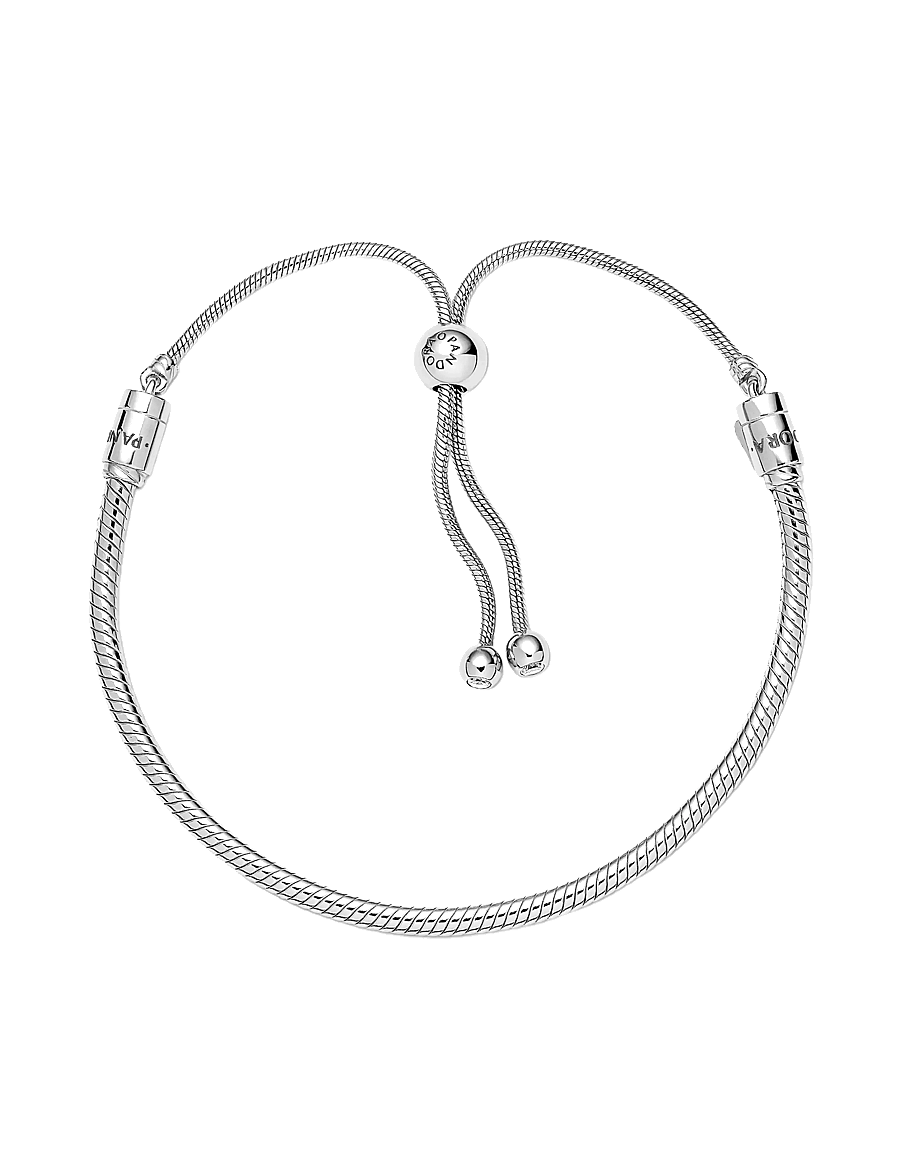 Pandora - Moments Snake Chain Slider Bracelet - kettenarmbänder - clear - 1