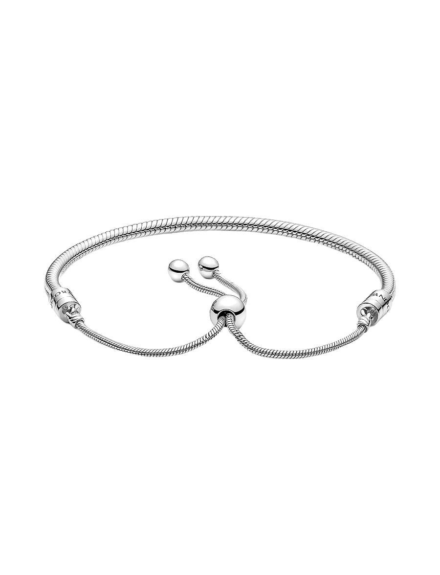 Pandora - Moments Snake Chain Slider Bracelet - kettenarmbänder - clear - 2