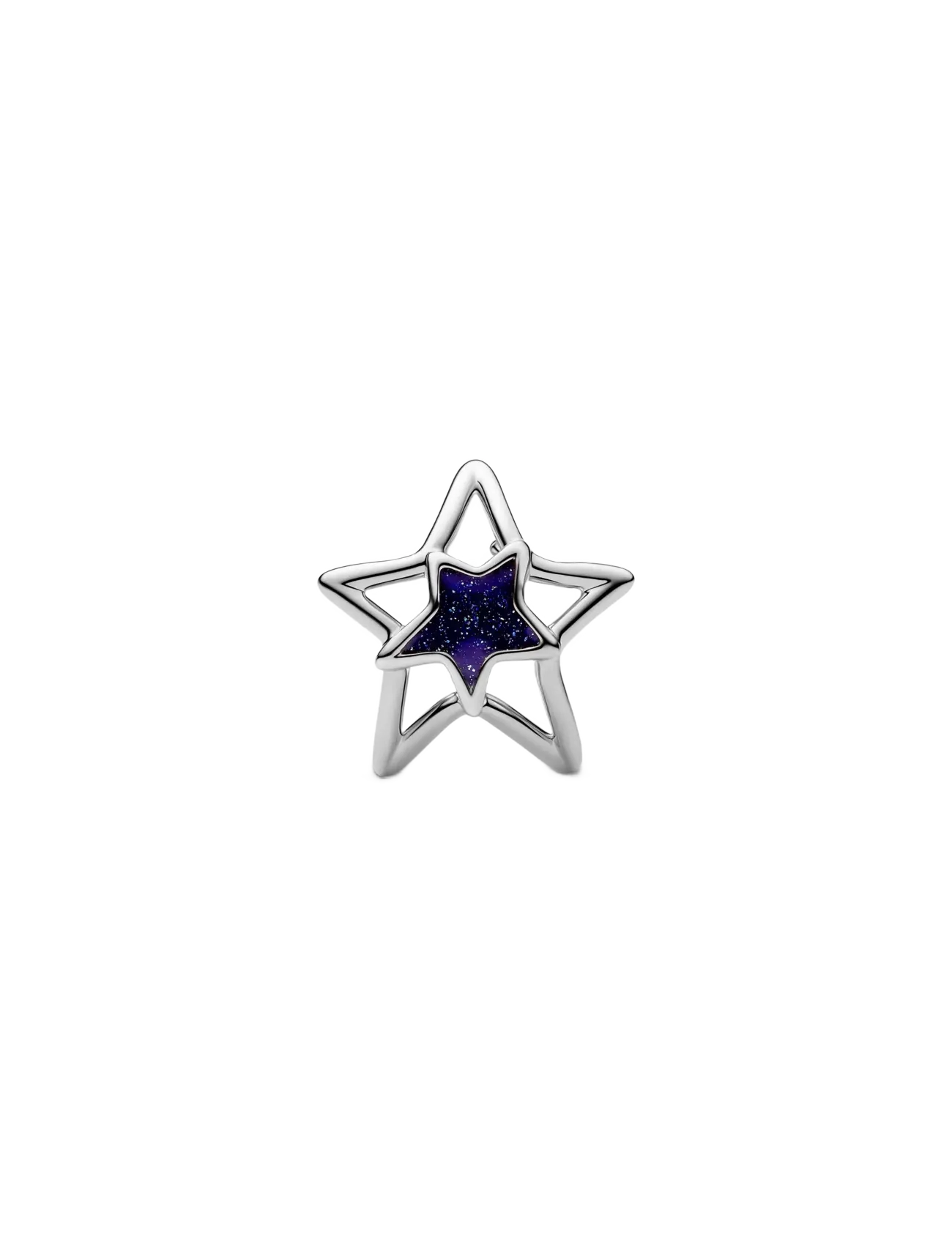 Pandora Platinum Star Openwork Charm - Vedhæng - BLUE / blue