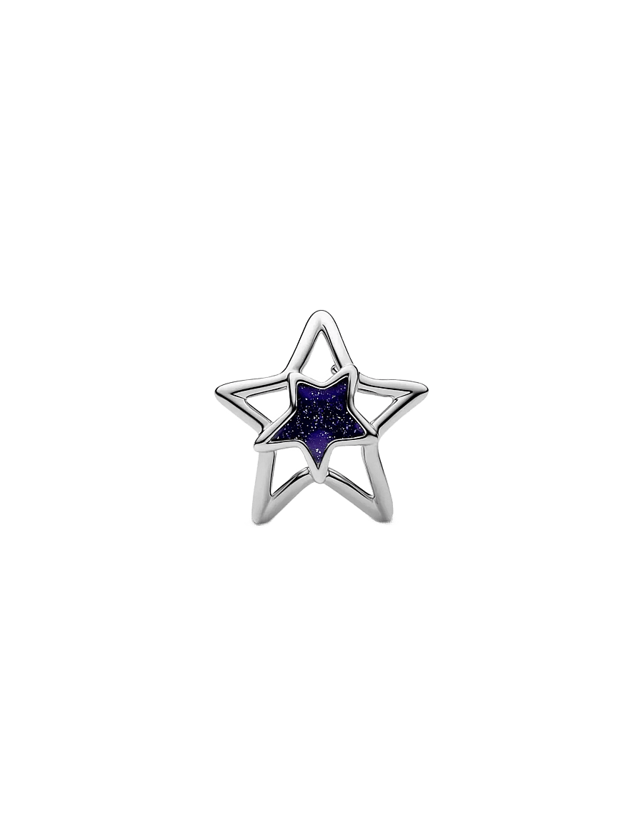 Pandora - Platinum Star Openwork Charm - blue - 1