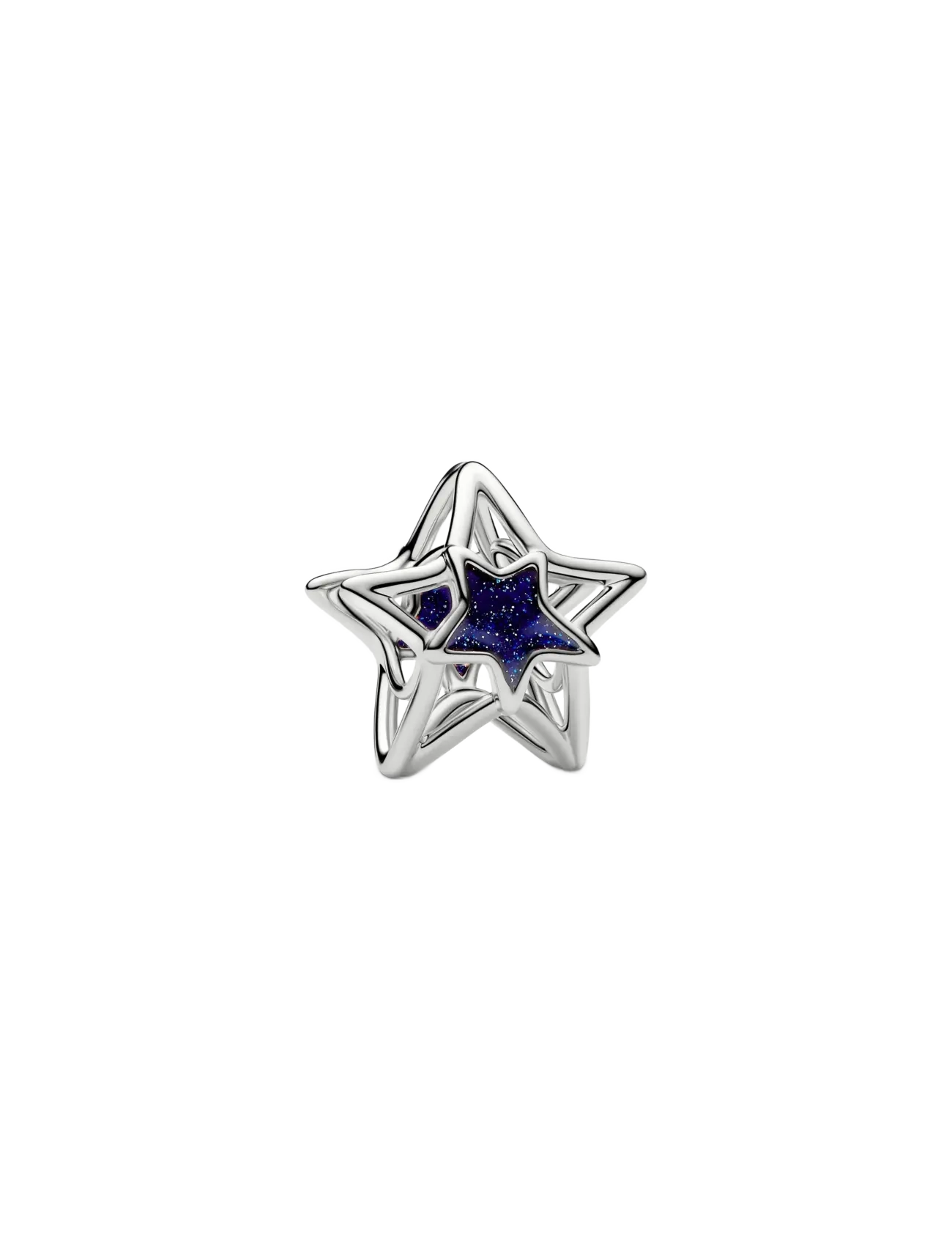 Pandora - Platinum Star Openwork Charm - blue - 2