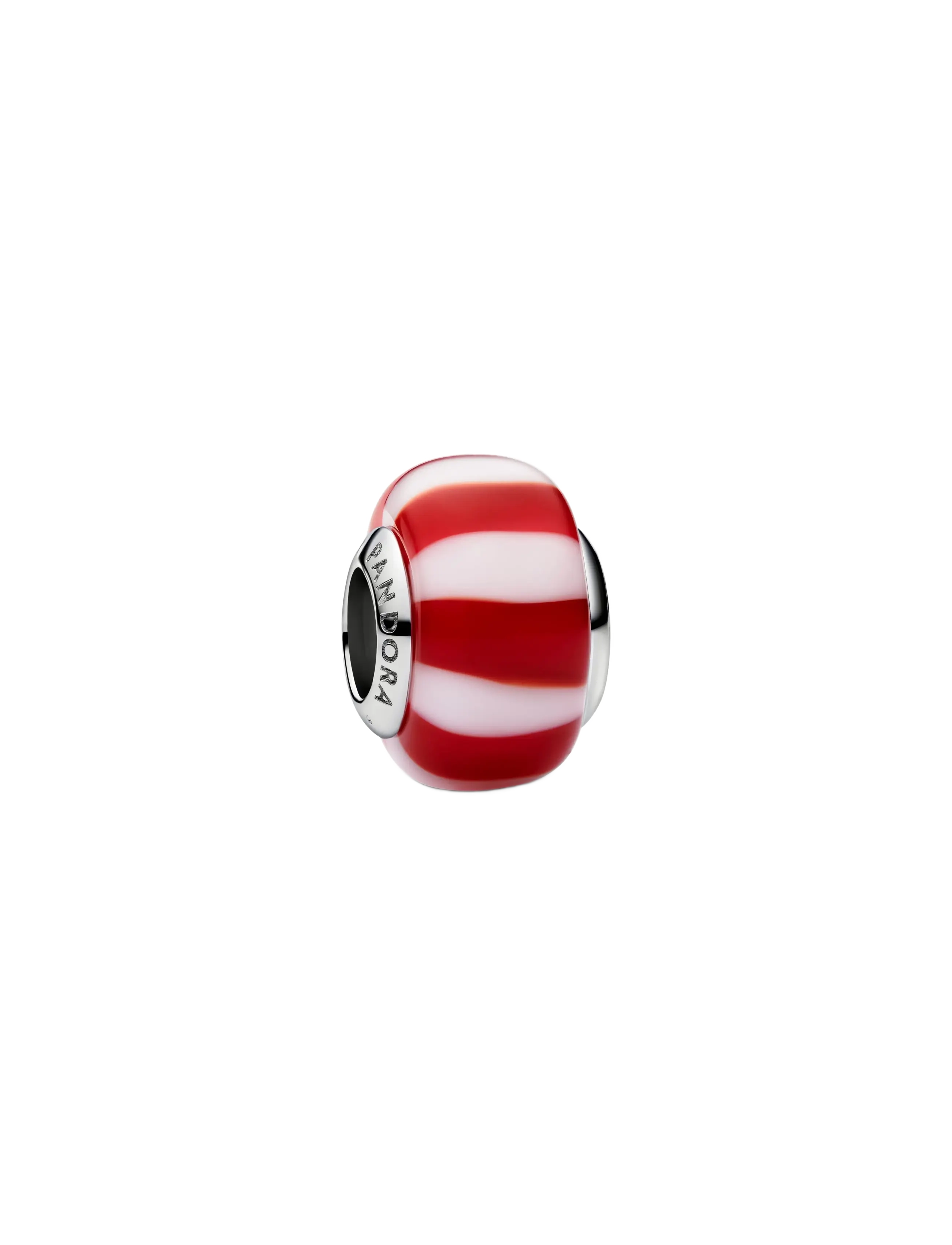 Pandora Platinum Red Peppermint Murano Glass Charm - Vedhæng - RED / red