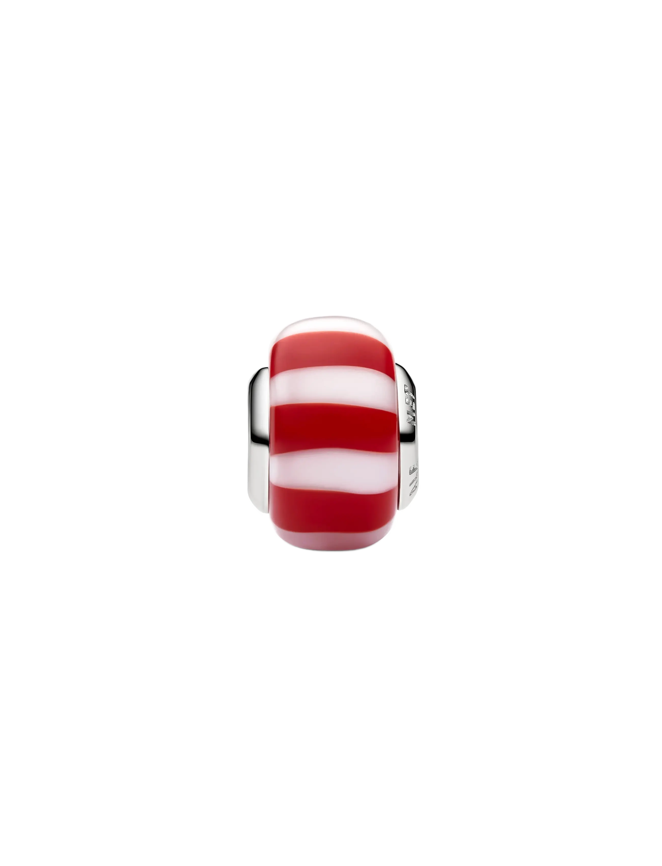 Pandora - Platinum Red Peppermint Murano Glass Charm - red - 2