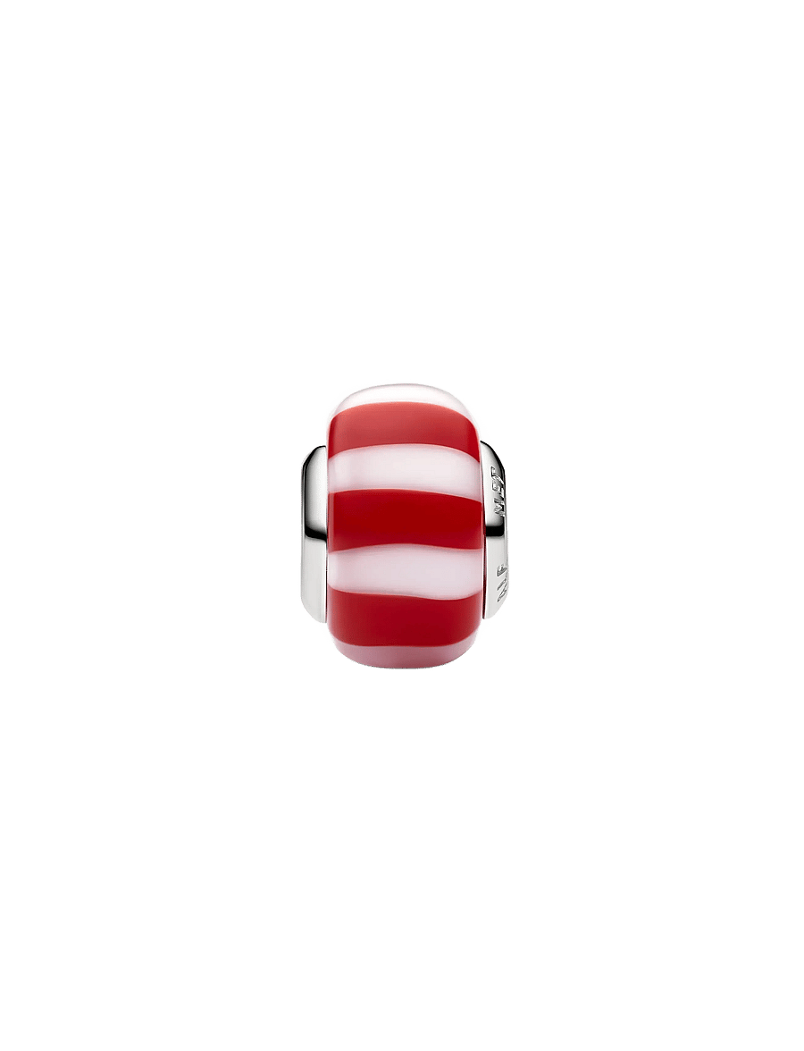 Pandora - Platinum Red Peppermint Murano Glass Charm - anhänger - red - 2