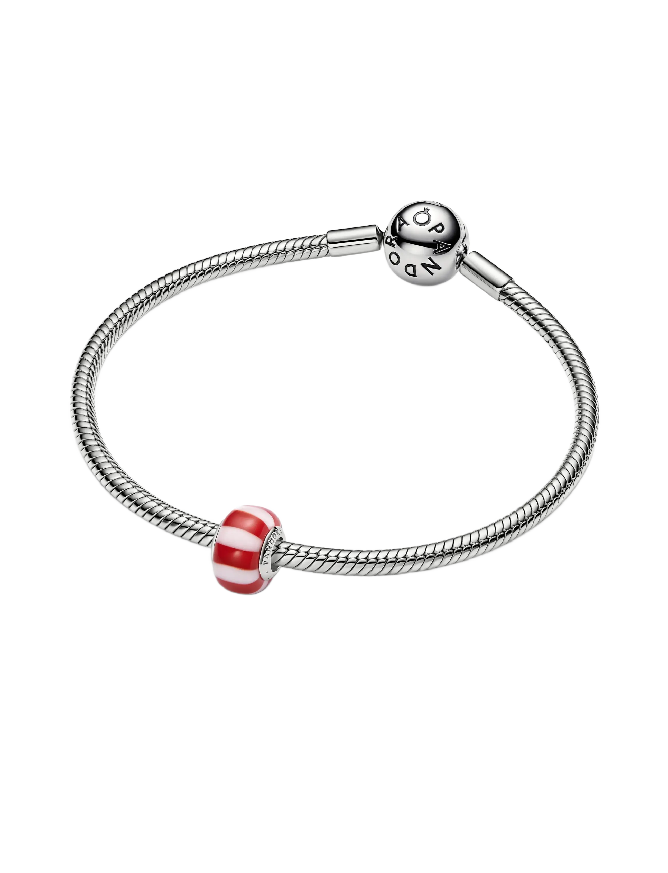 Pandora - Platinum Red Peppermint Murano Glass Charm - red - 3