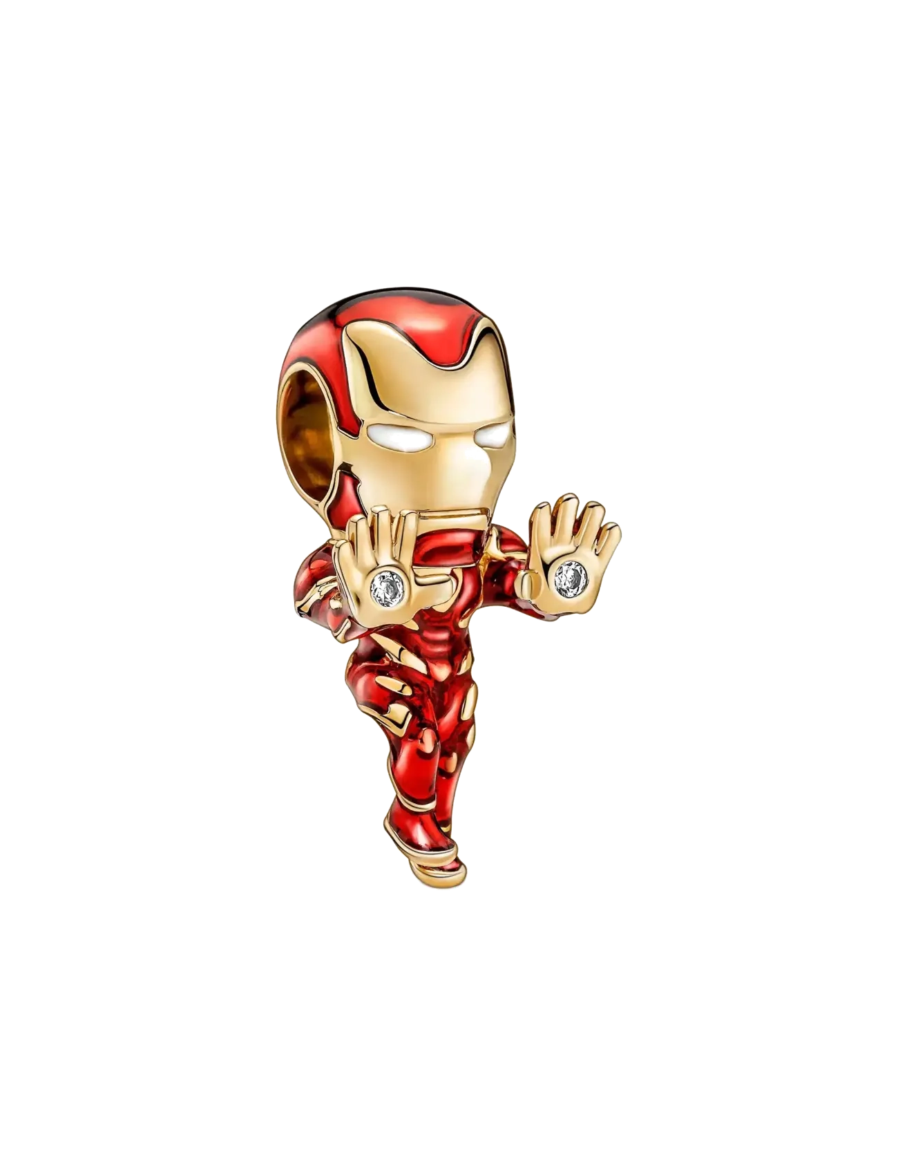 Pandora Marvel Iron Man 14k gold-plated charm with clear cubic zirconia, red, black and white enamel - Samarbejder - RED / red
