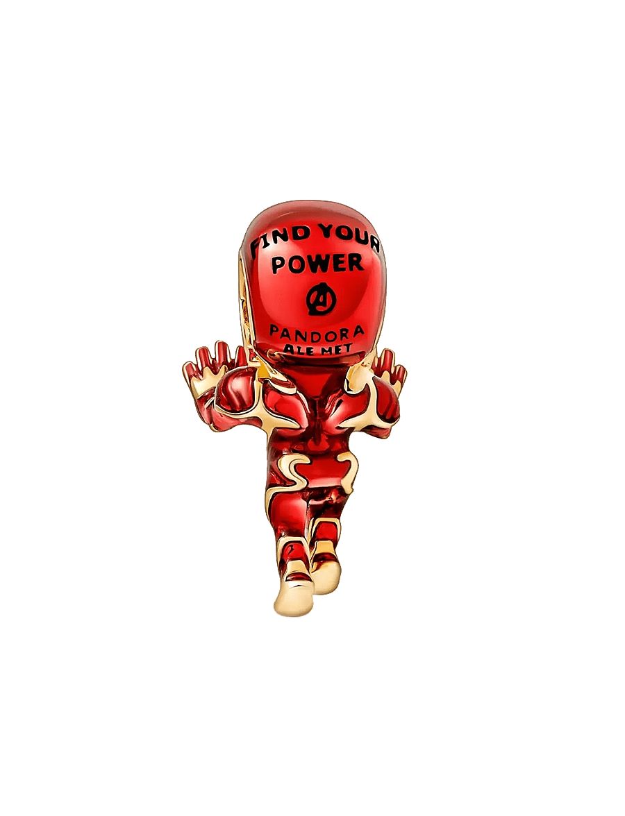 Pandora - Marvel Iron Man 14k gold-plated charm with clear cubic zirconia, red, black and white enamel - red - 2