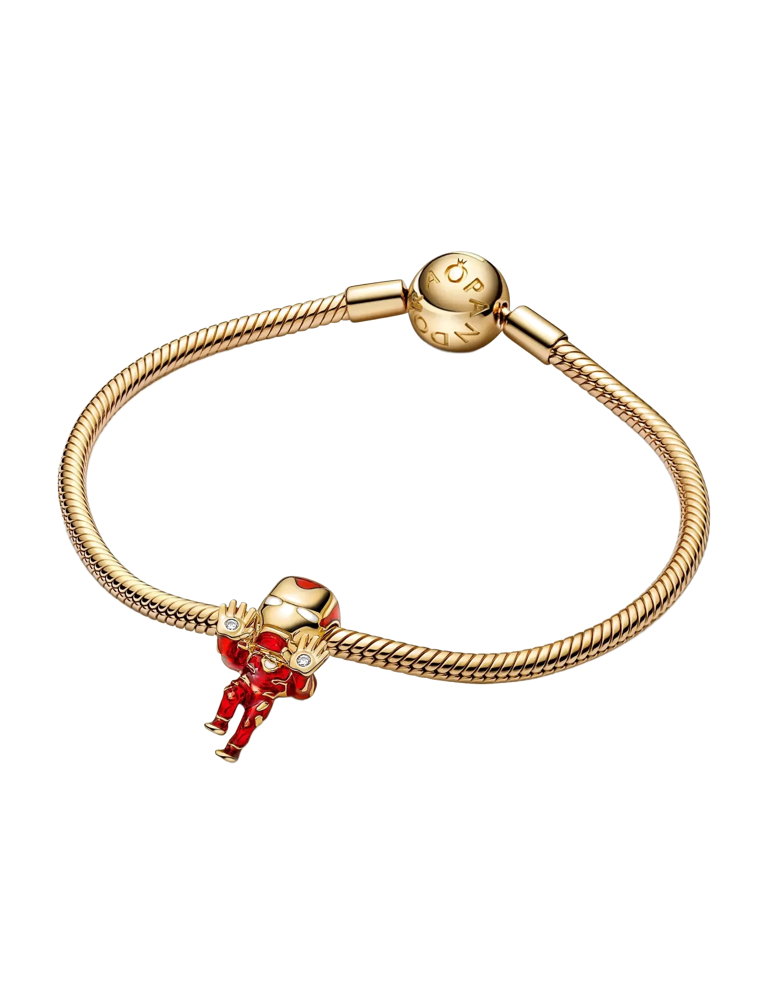 Pandora - Marvel Iron Man 14k gold-plated charm with clear cubic zirconia, red, black and white enamel - red - 3
