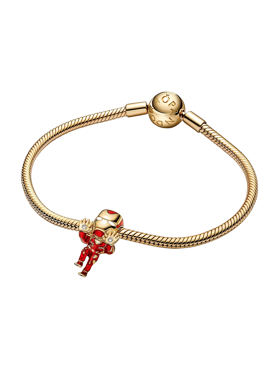 Pandora - Marvel Iron Man 14k gold-plated charm with clear cubic zirconia, red, black and white enamel - red - 3