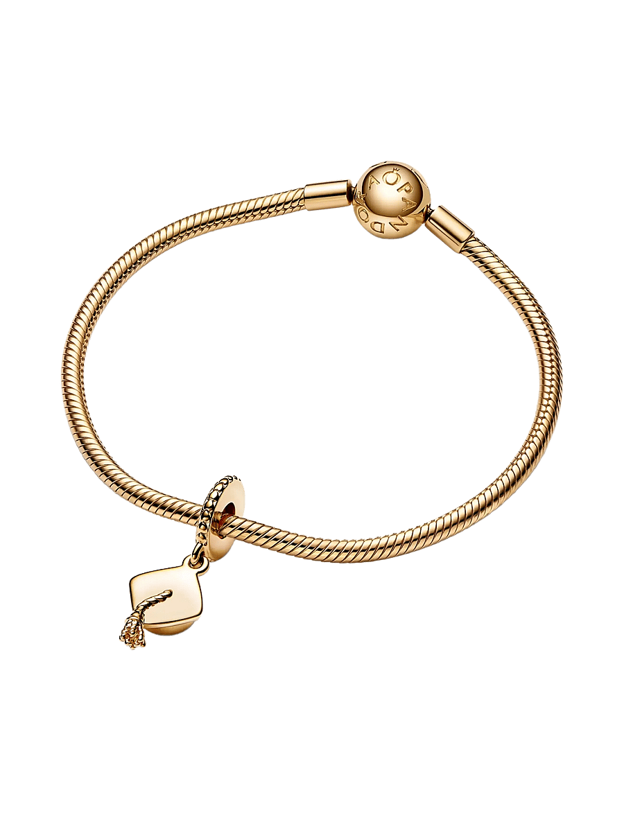 Pandora - Student hat 14k gold-plated dangle - no color - 3