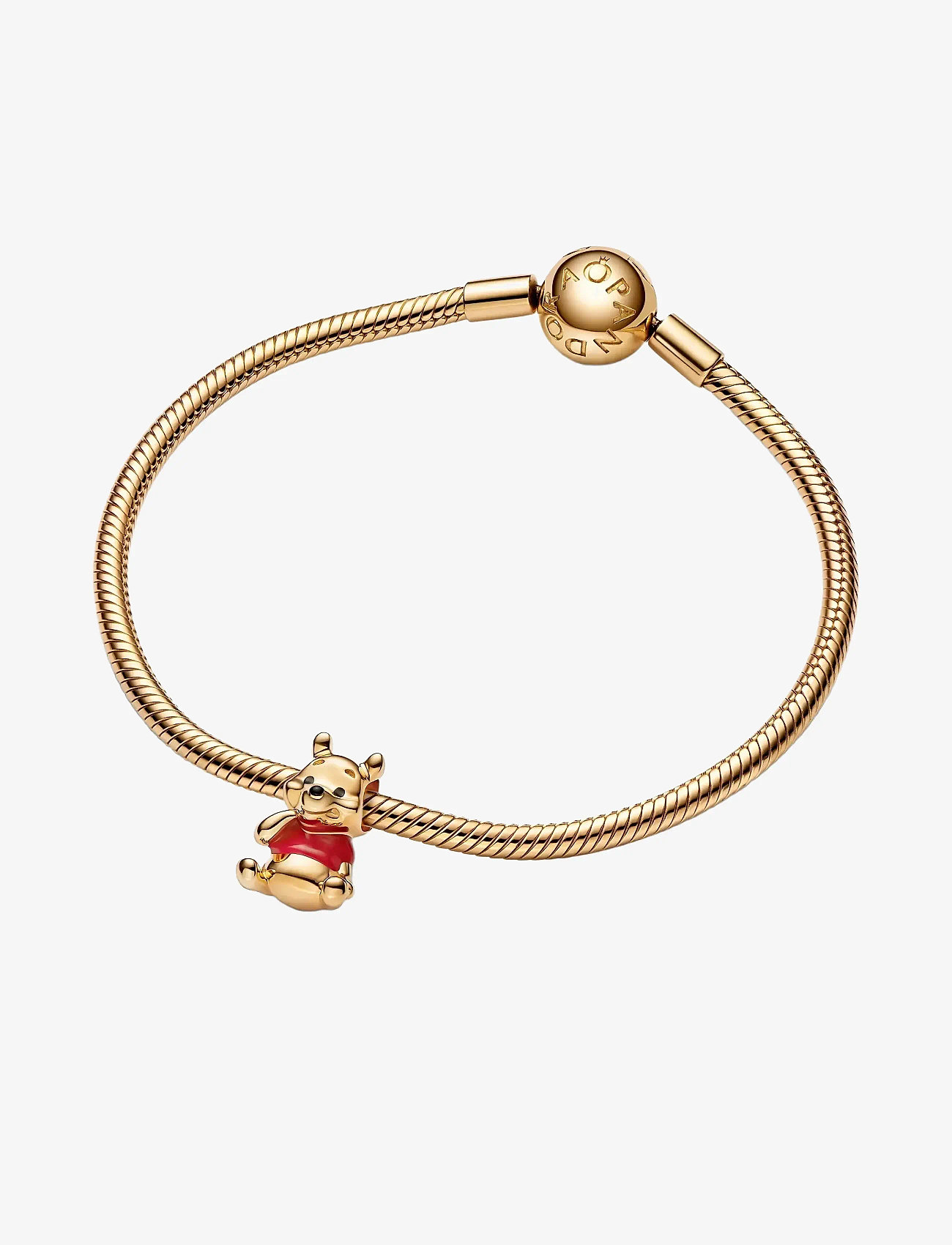 Pandora Disney Winnie The Pooh 14k Gold-plated Charm With Red And