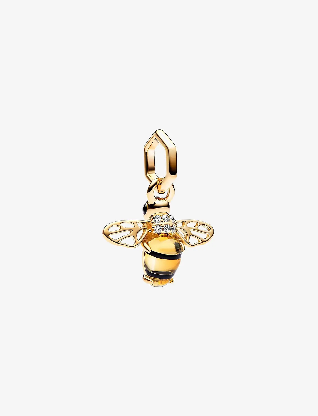 Pandora - Bee 14k gold-plated dangle with black and sulphur yellow crystal, clear cubic zirconia and black ena - hängen & berlocker - yellow - 1