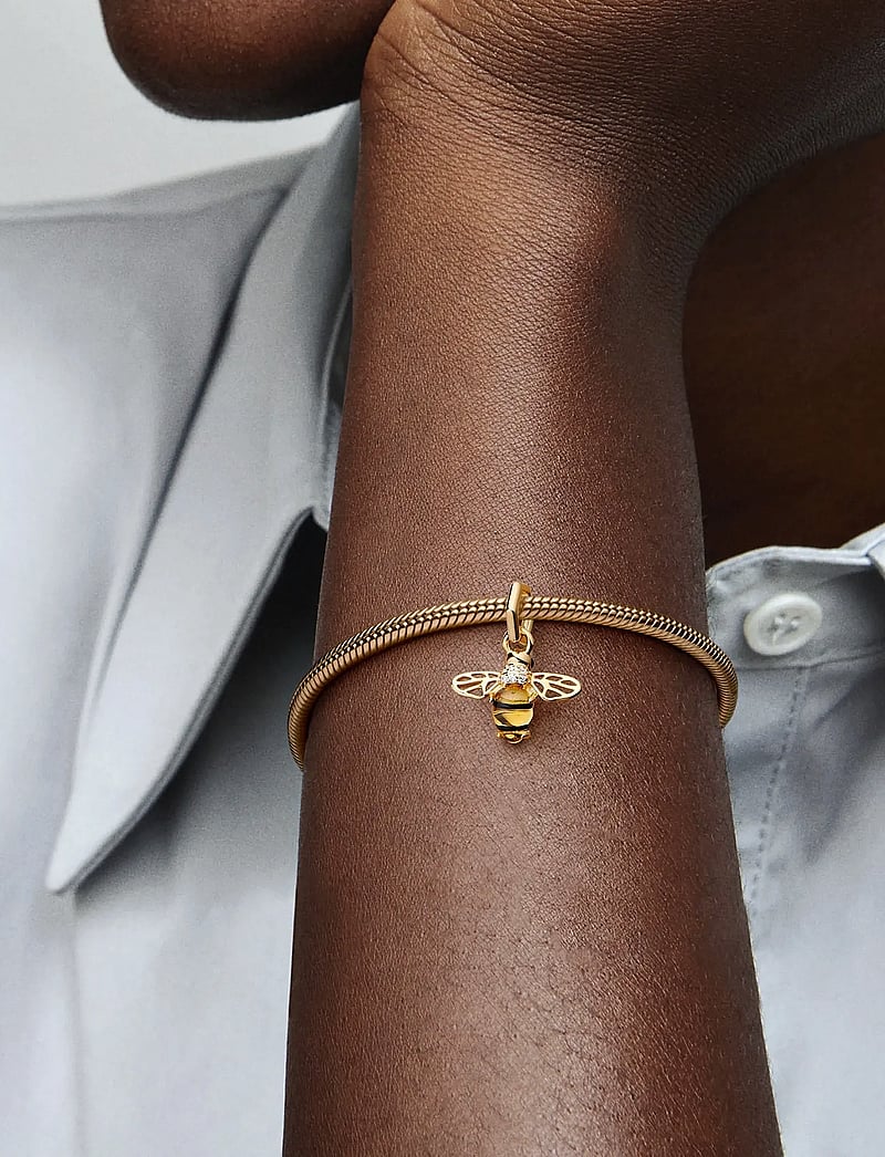 Pandora - Bee 14k gold-plated dangle with black and sulphur yellow crystal, clear cubic zirconia and black ena - hängen & berlocker - yellow - 4