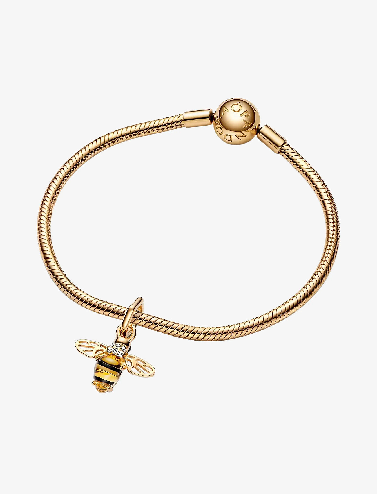 Pandora - Bee 14k gold-plated dangle with black and sulphur yellow crystal, clear cubic zirconia and black ena - hängen & berlocker - yellow - 3