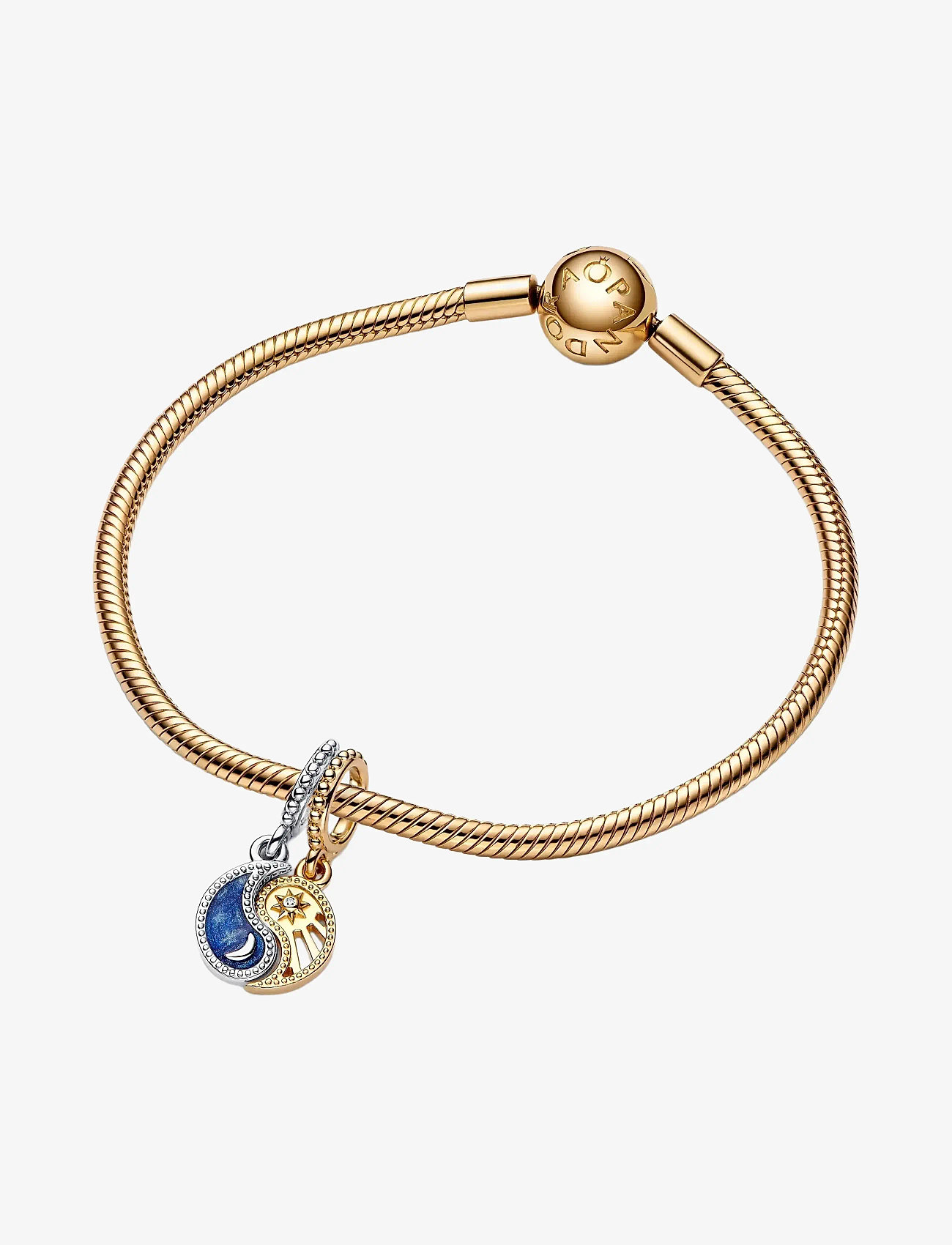 Pandora - Yin and Yang sterling silver and 14k gold-plated splittable dangle with clear cubic zirconia and gli - anhänger - blue - 3