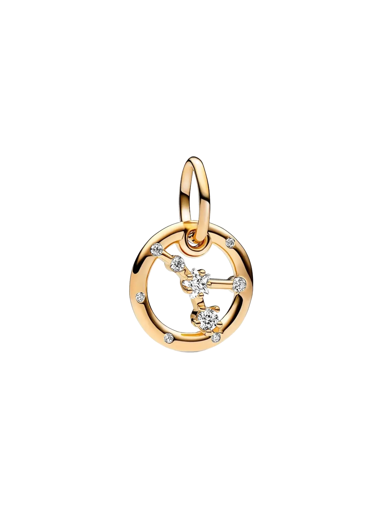 Cancer zodiac 14k gold-plated dangle with clear cubic zirconia - CLEAR