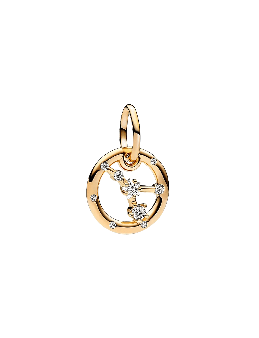 Pandora - Cancer zodiac 14k gold-plated dangle with clear cubic zirconia - clear - 1
