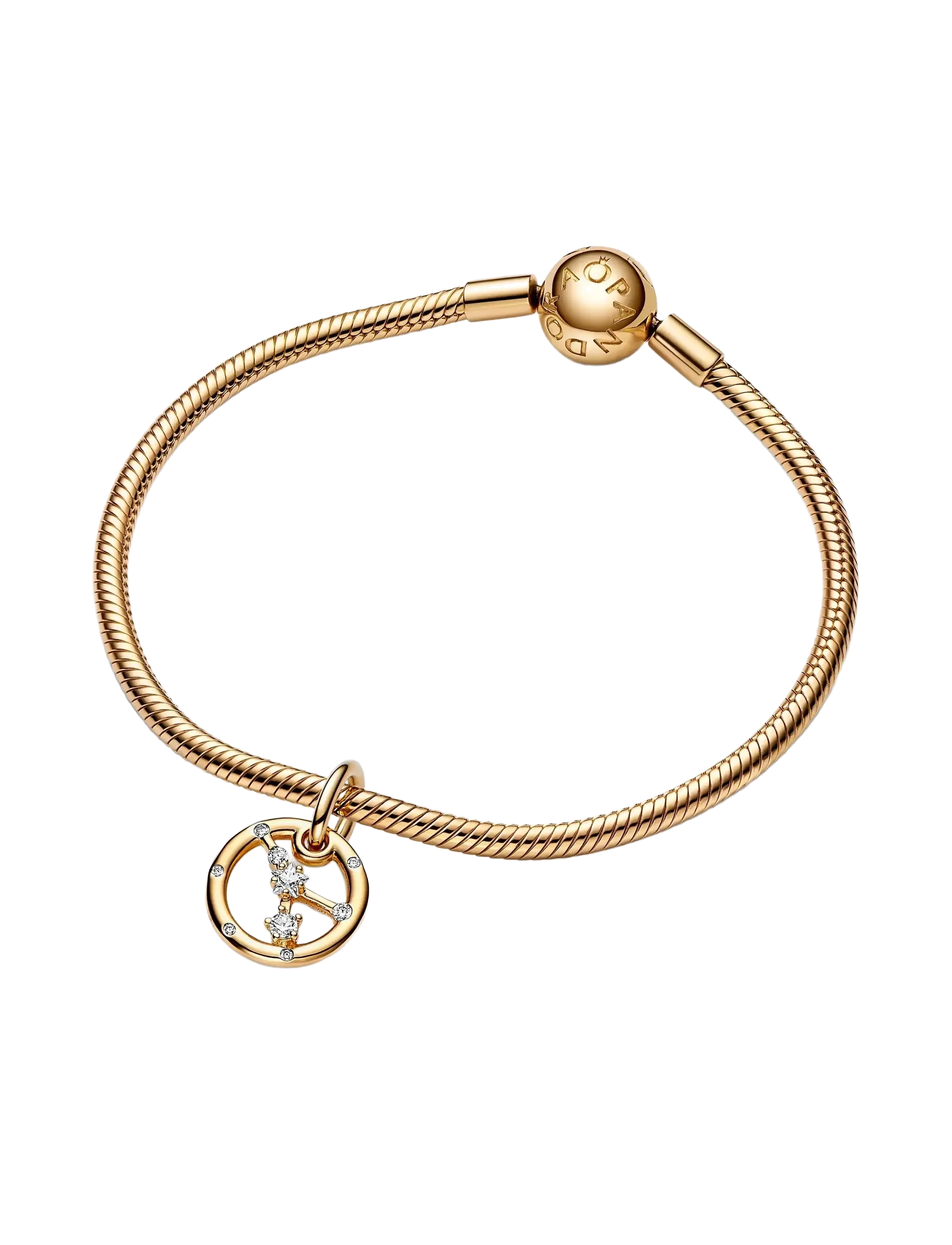Pandora - Cancer zodiac 14k gold-plated dangle with clear cubic zirconia - clear - 2