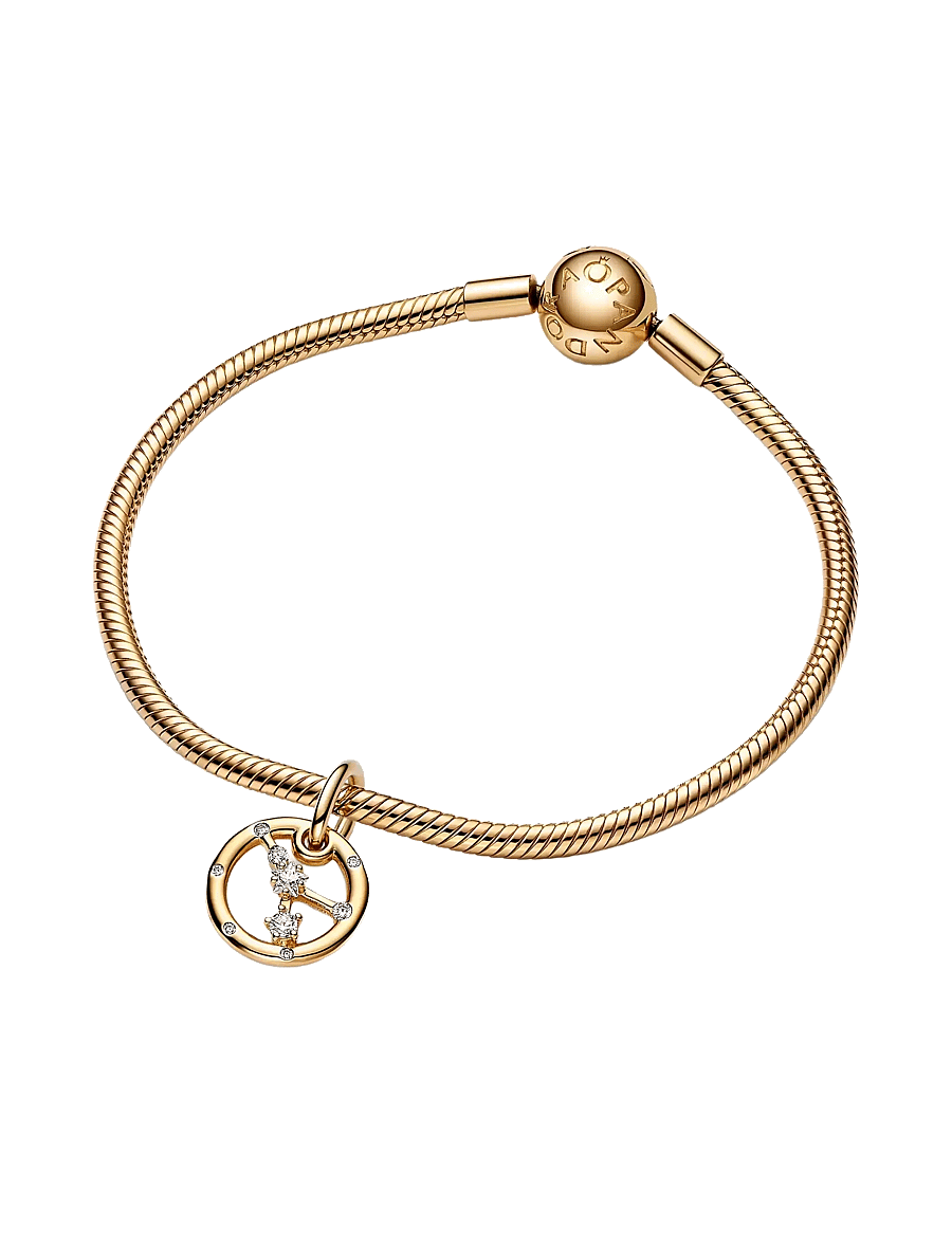 Pandora - Cancer zodiac 14k gold-plated dangle with clear cubic zirconia - clear - 2