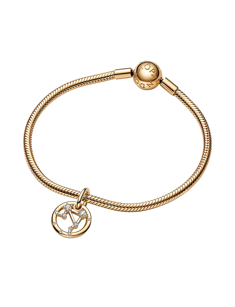 Pandora - Libra zodiac 14k gold-plated dangle with clear cubic zirconia - anhänger - clear - 2