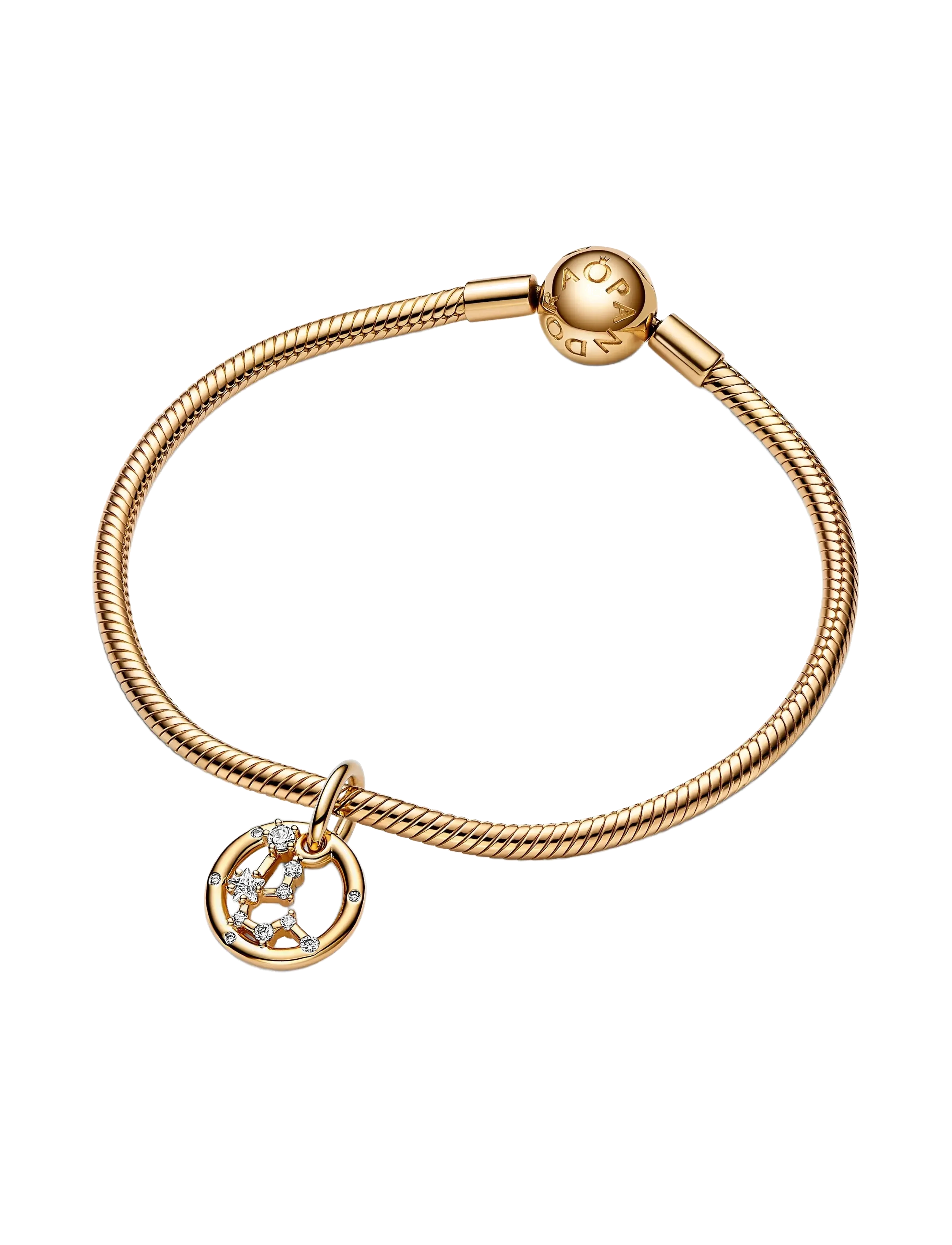Pandora - Aquarius zodiac 14k gold-plated dangle with clear cubic zirconia - vedhæng - clear - 2