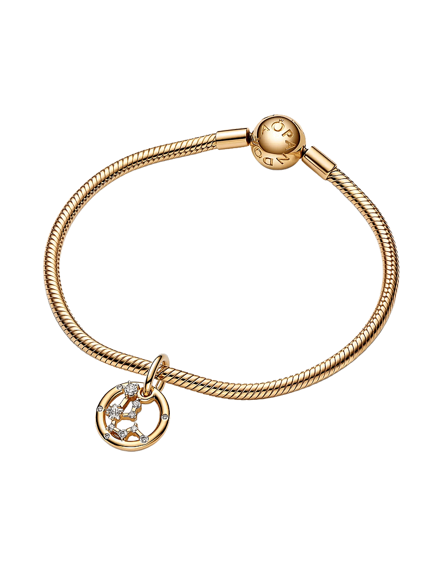 Pandora - Aquarius zodiac 14k gold-plated dangle with clear cubic zirconia - anhänger - clear - 2