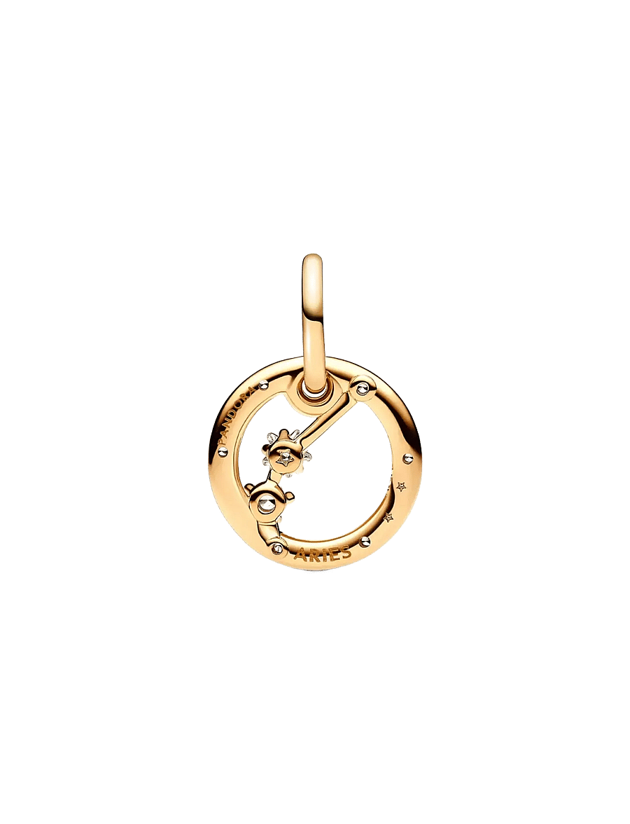 Pandora - Aries zodiac 14k gold-plated dangle with clear cubic zirconia - pendentifs - clear - 2