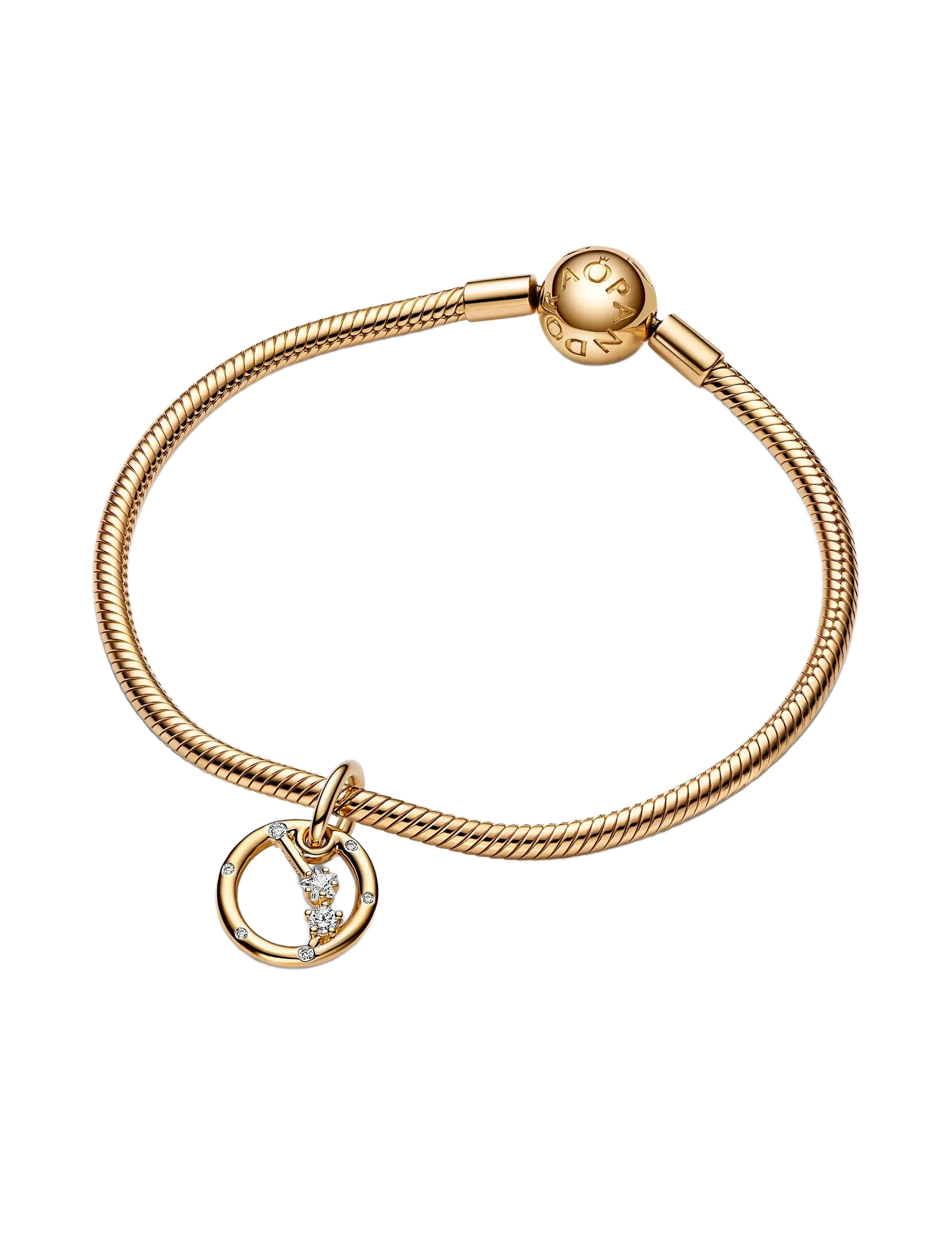 Pandora - Aries zodiac 14k gold-plated dangle with clear cubic zirconia - pendentifs - clear - 3