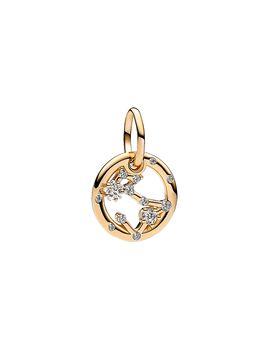 Pandora - Pisces zodiac 14k gold-plated dangle with clear cubic zirconia - pendentifs - clear - 1