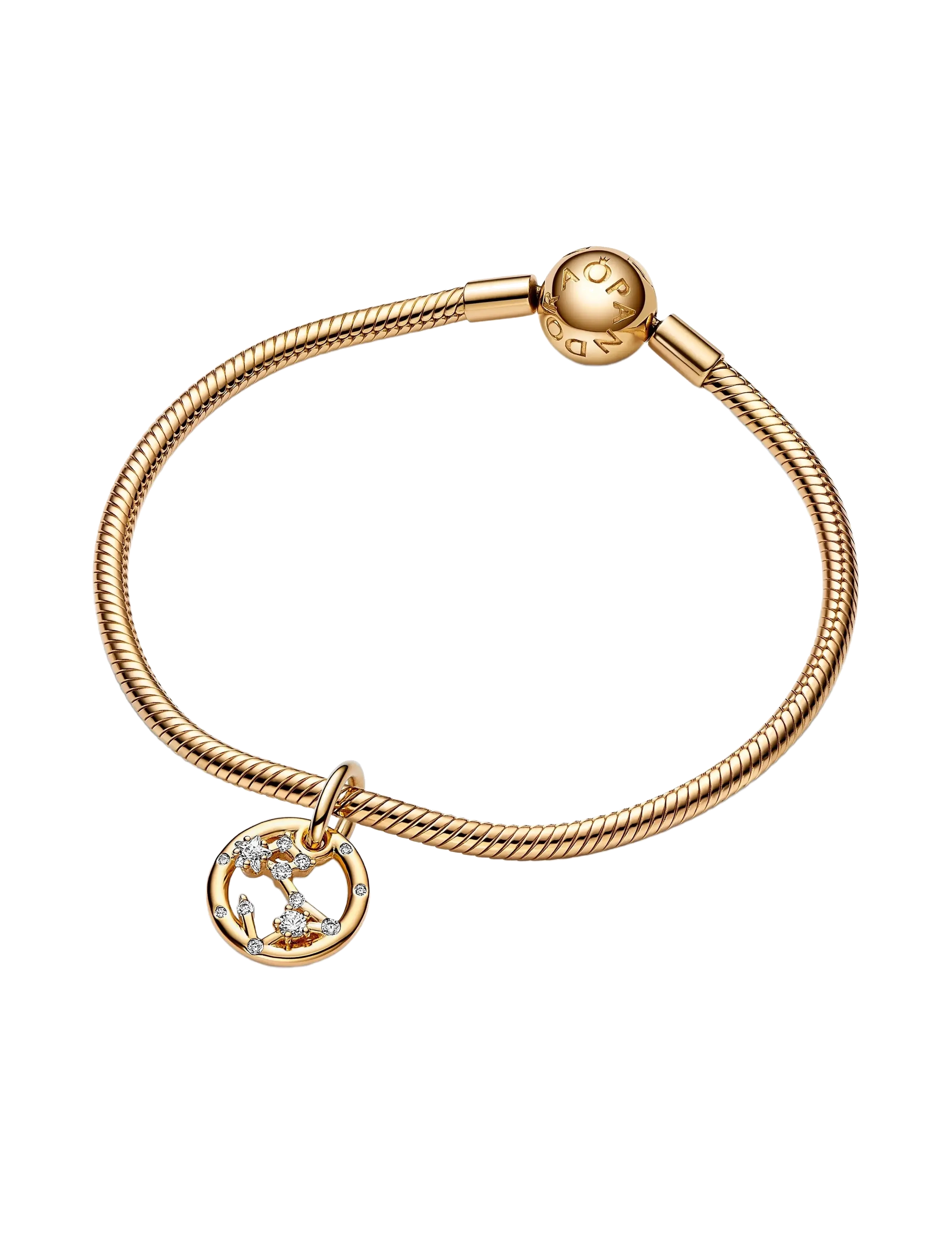 Pandora - Pisces zodiac 14k gold-plated dangle with clear cubic zirconia - vedhæng - clear - 2
