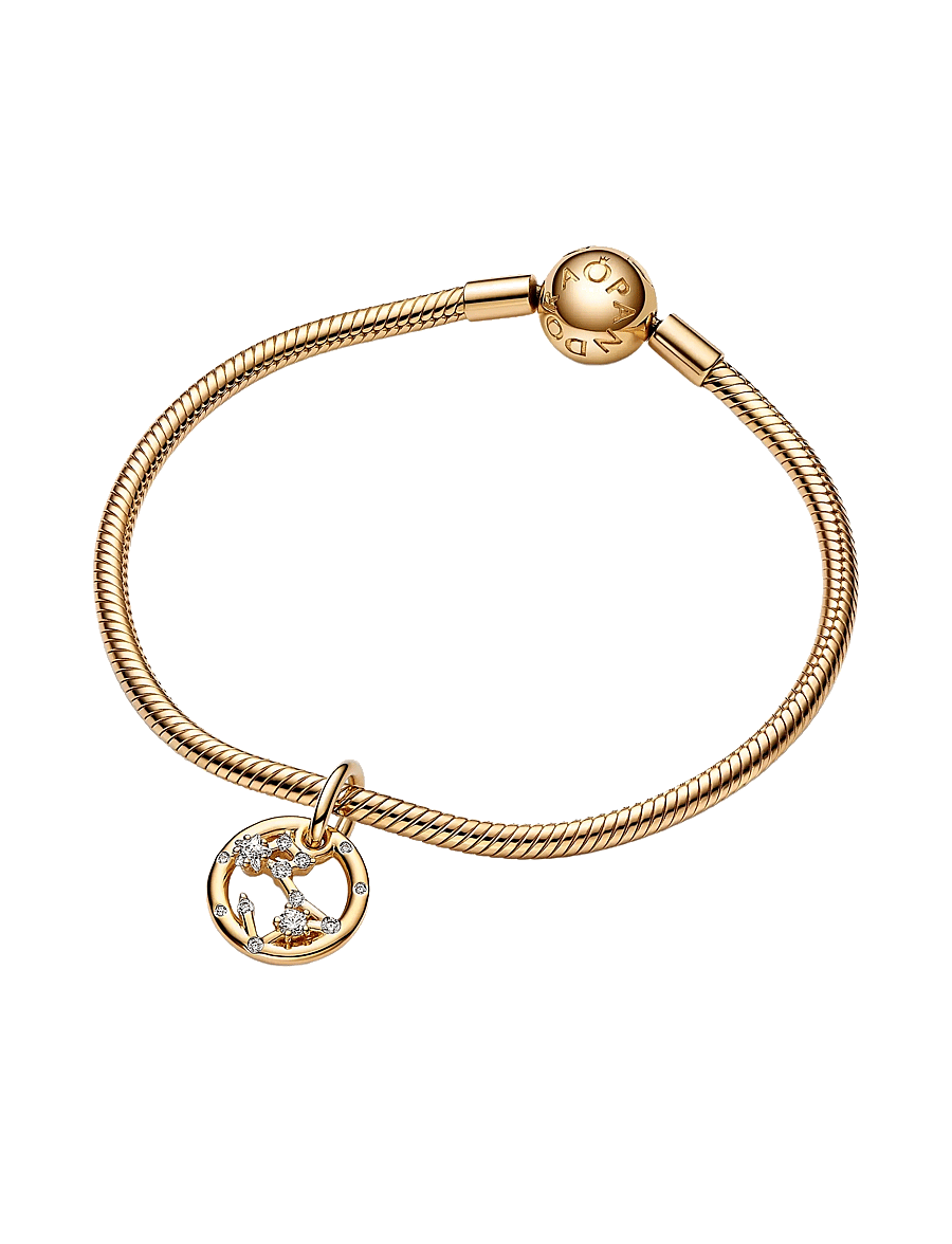 Pandora - Pisces zodiac 14k gold-plated dangle with clear cubic zirconia - pendentifs - clear - 2