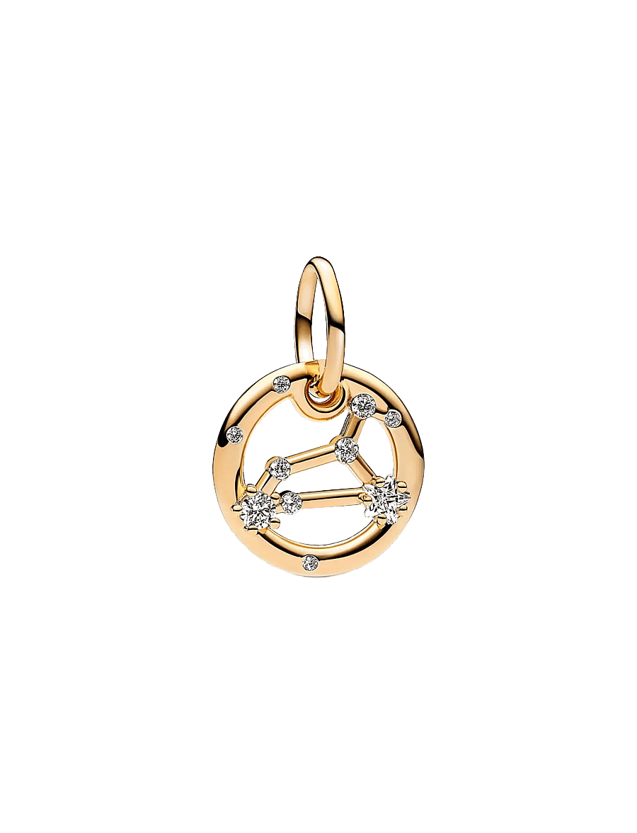 Pandora - Leo zodiac 14k gold-plated dangle with clear cubic zirconia - anhänger - clear - 1