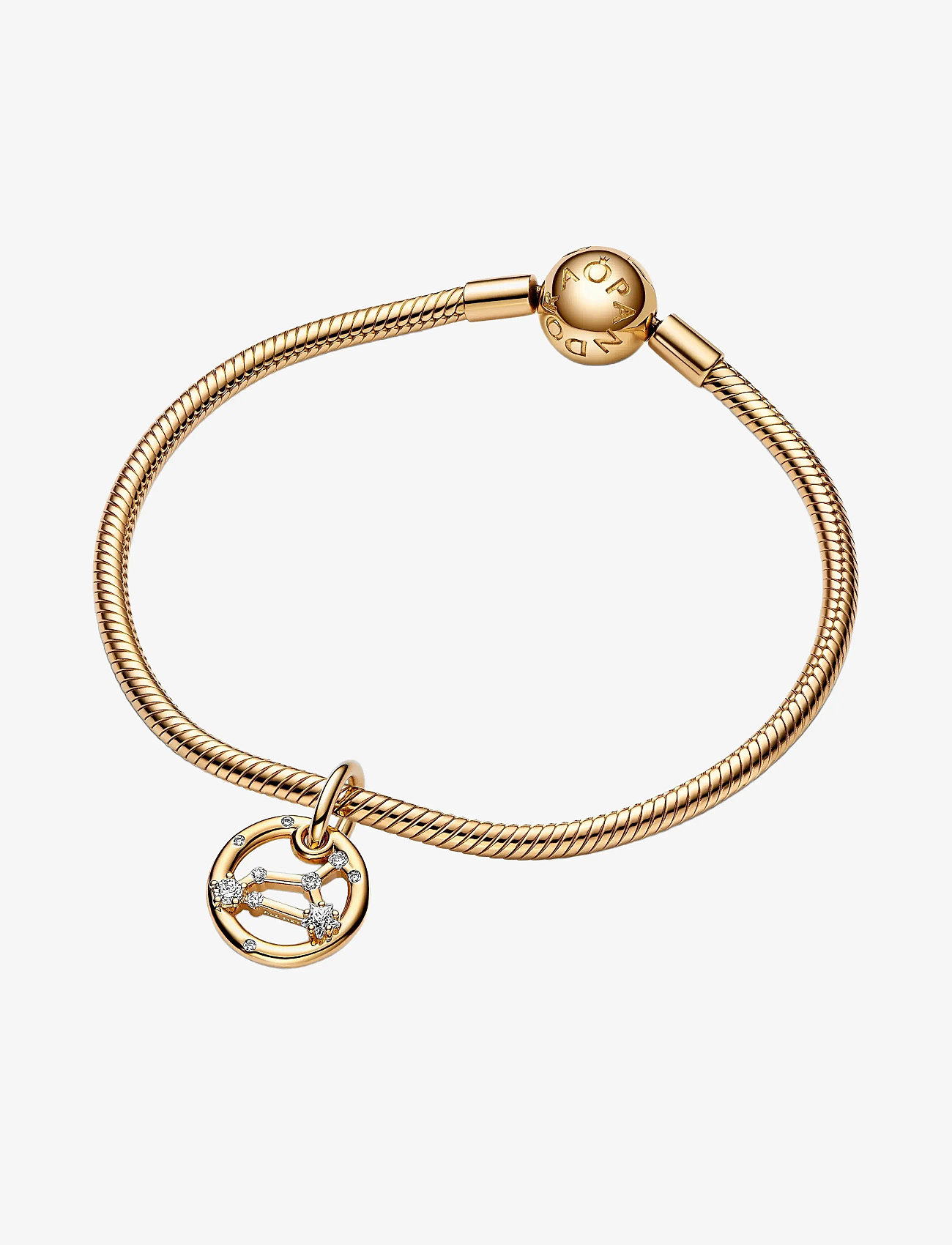 Pandora - Leo zodiac 14k gold-plated dangle with clear cubic zirconia - vedhæng - clear - 2