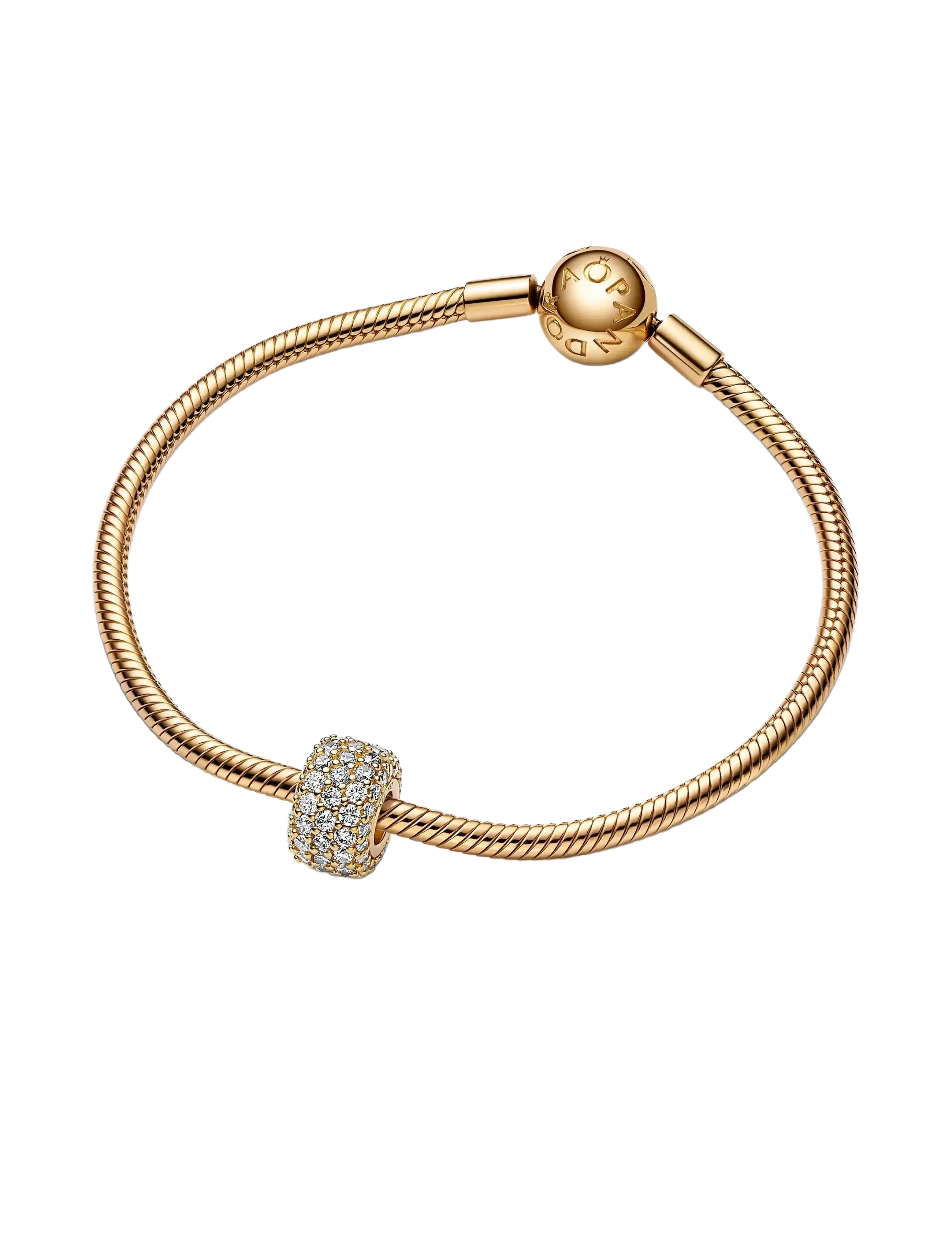 Pandora - 14k Gold-plated charm with clear cubic zirconia - pendentifs - clear - 2