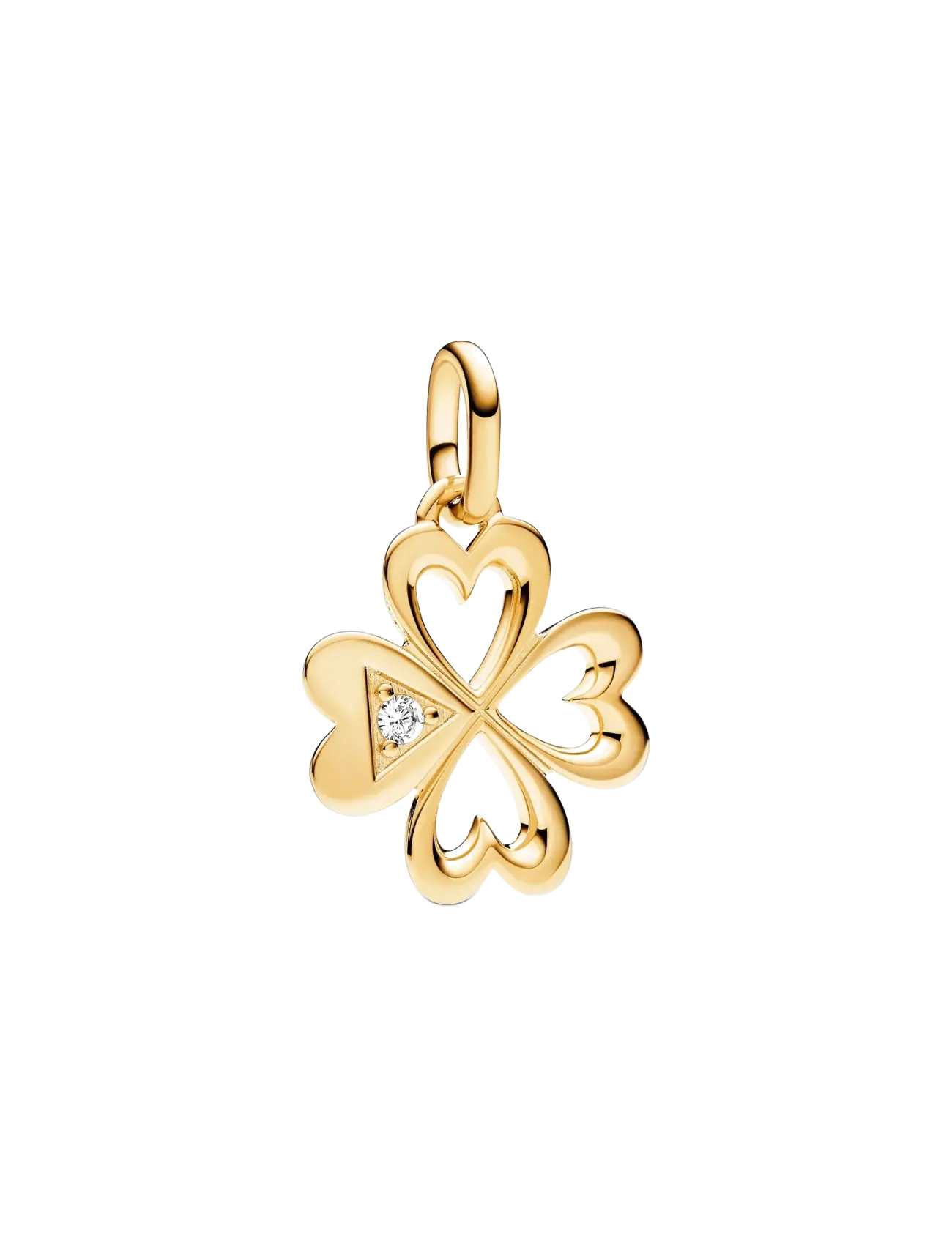 Pandora Clover 14k gold-plated medallion with clear cubic zirconia - Charms - CLEAR / undefined