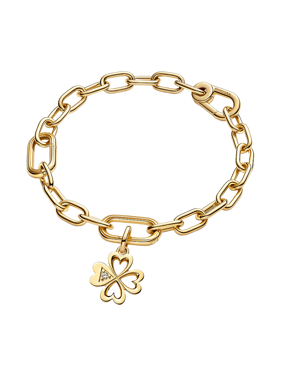 Pandora - Clover 14k gold-plated medallion with clear cubic zirconia - anhänger - clear - 2