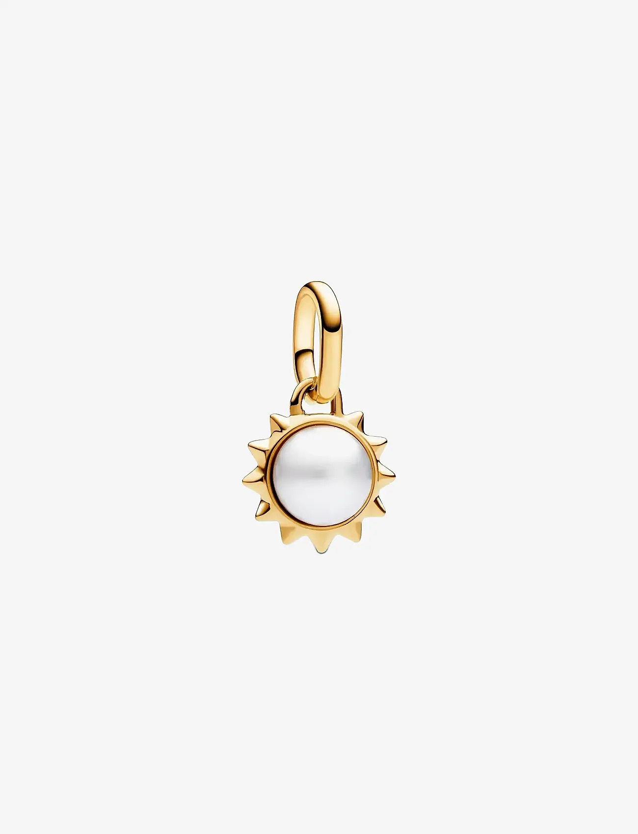 Pandora - Sun 14k gold-plated mini dangle with treated white freshwater cultured pearl - hängen & berlocker - white - 0