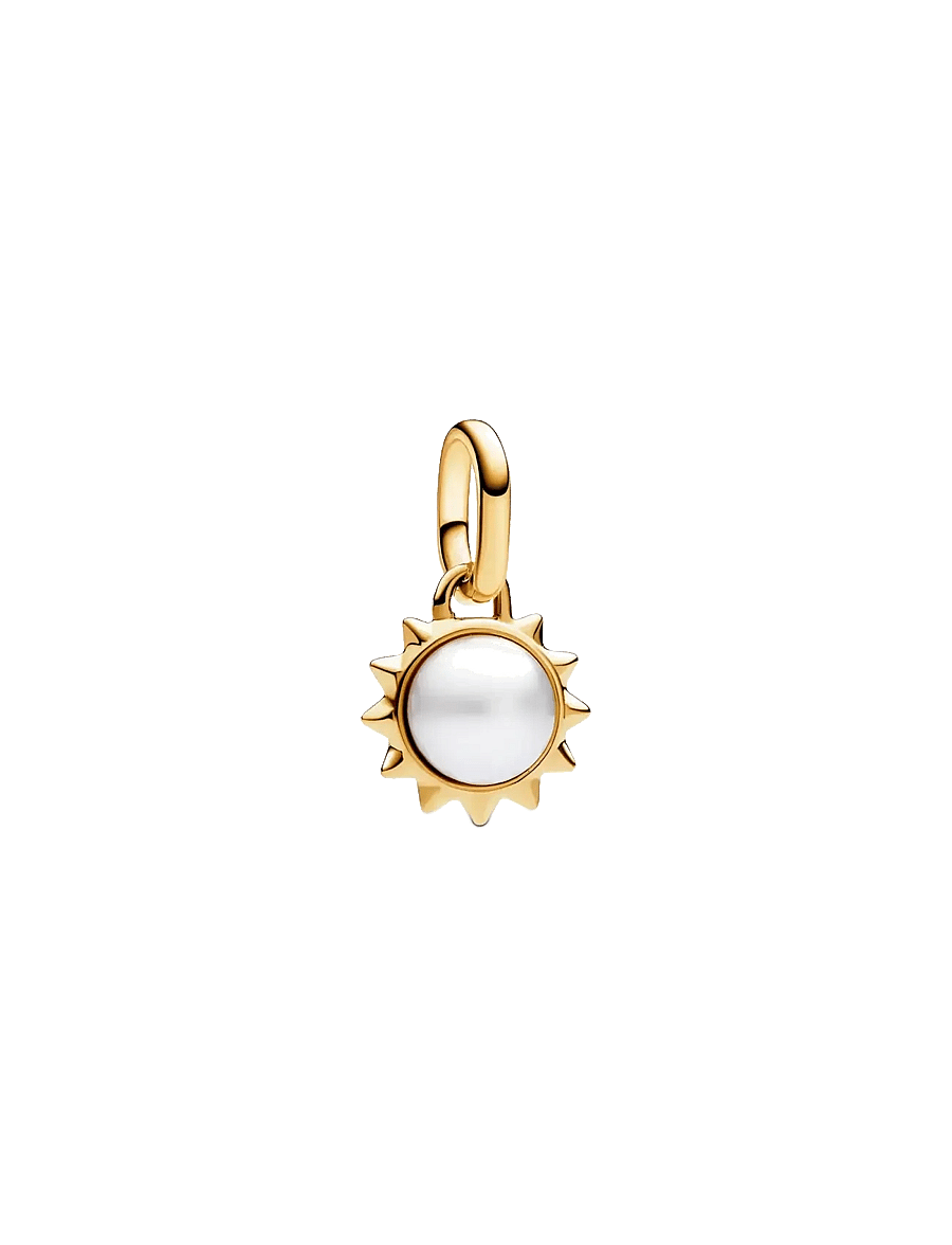 Pandora - Sun 14k gold-plated mini dangle with treated white freshwater cultured pearl - pendentifs - white - 0