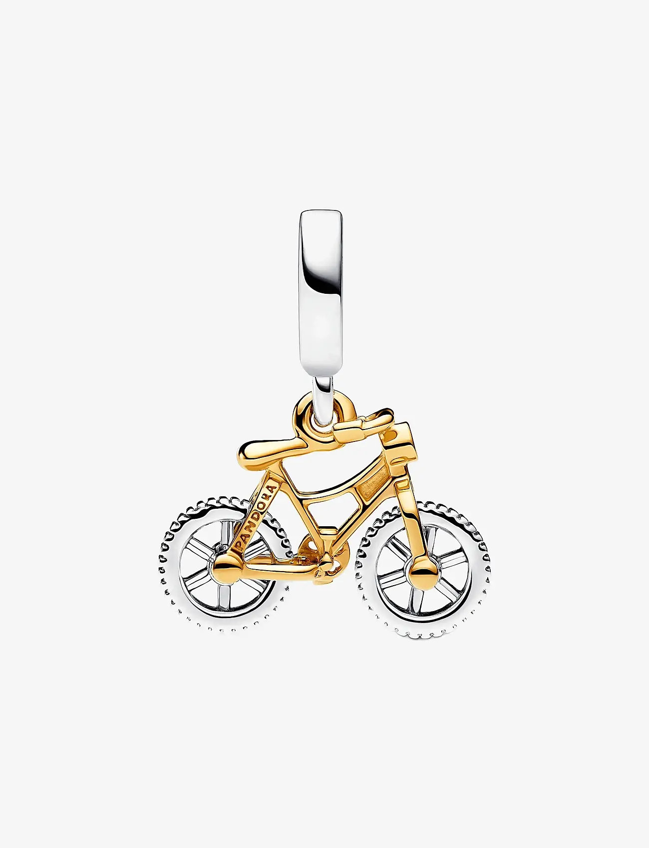 Pandora - Moveable bike sterling silver and 14k gold-plated dangle with clear cubic zirconia - hängen & berlocker - clear - 1