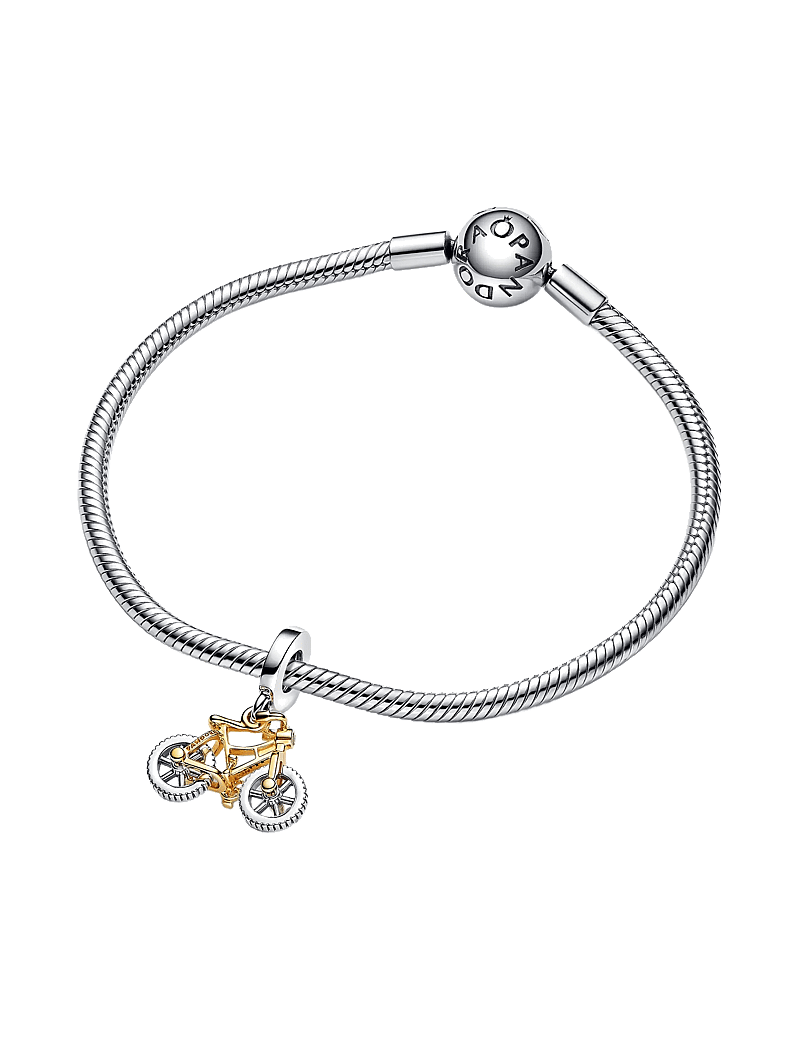 Pandora - Moveable bike sterling silver and 14k gold-plated dangle with clear cubic zirconia - hängen & berlocker - clear - 2