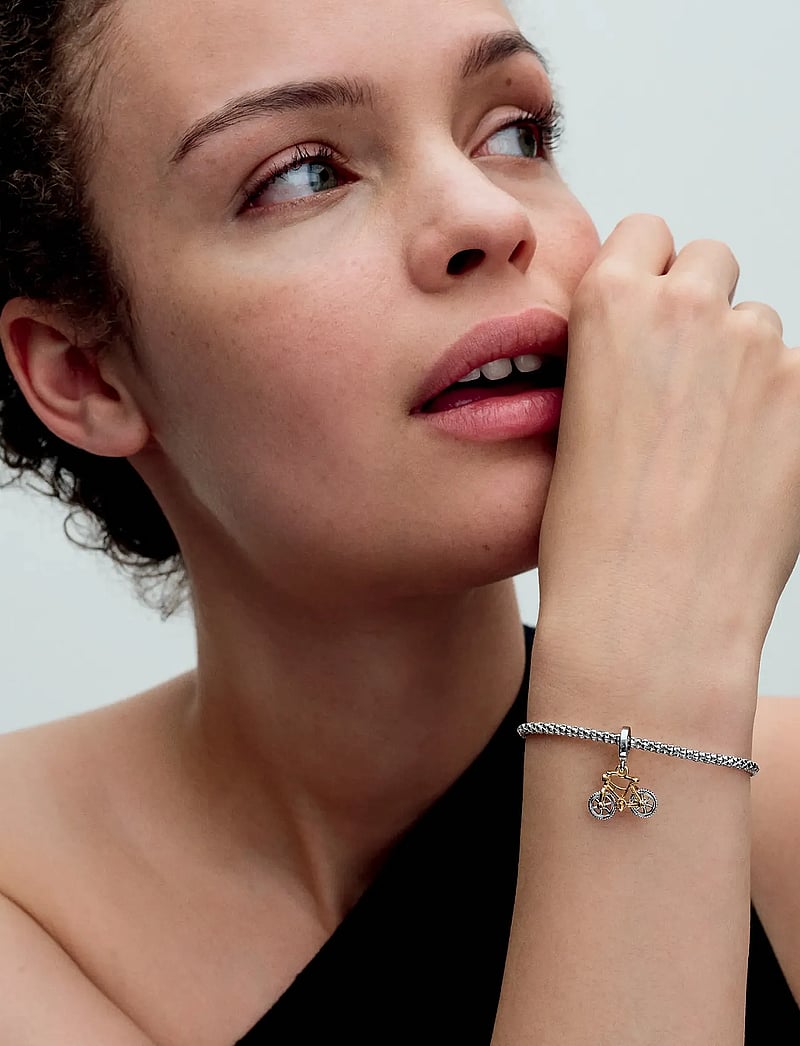 Pandora - Moveable bike sterling silver and 14k gold-plated dangle with clear cubic zirconia - hängen & berlocker - clear - 0