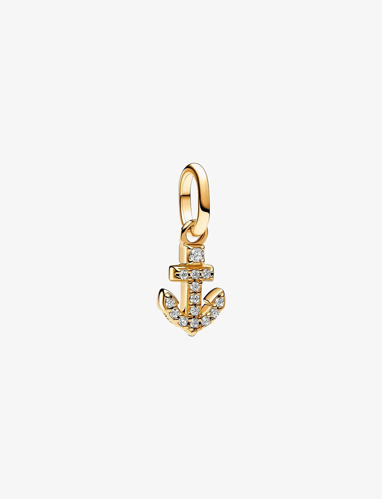 Pandora - Anchor 14k gold-plated mini dangle with clear cubic zirconia - vedhæng - clear - 1